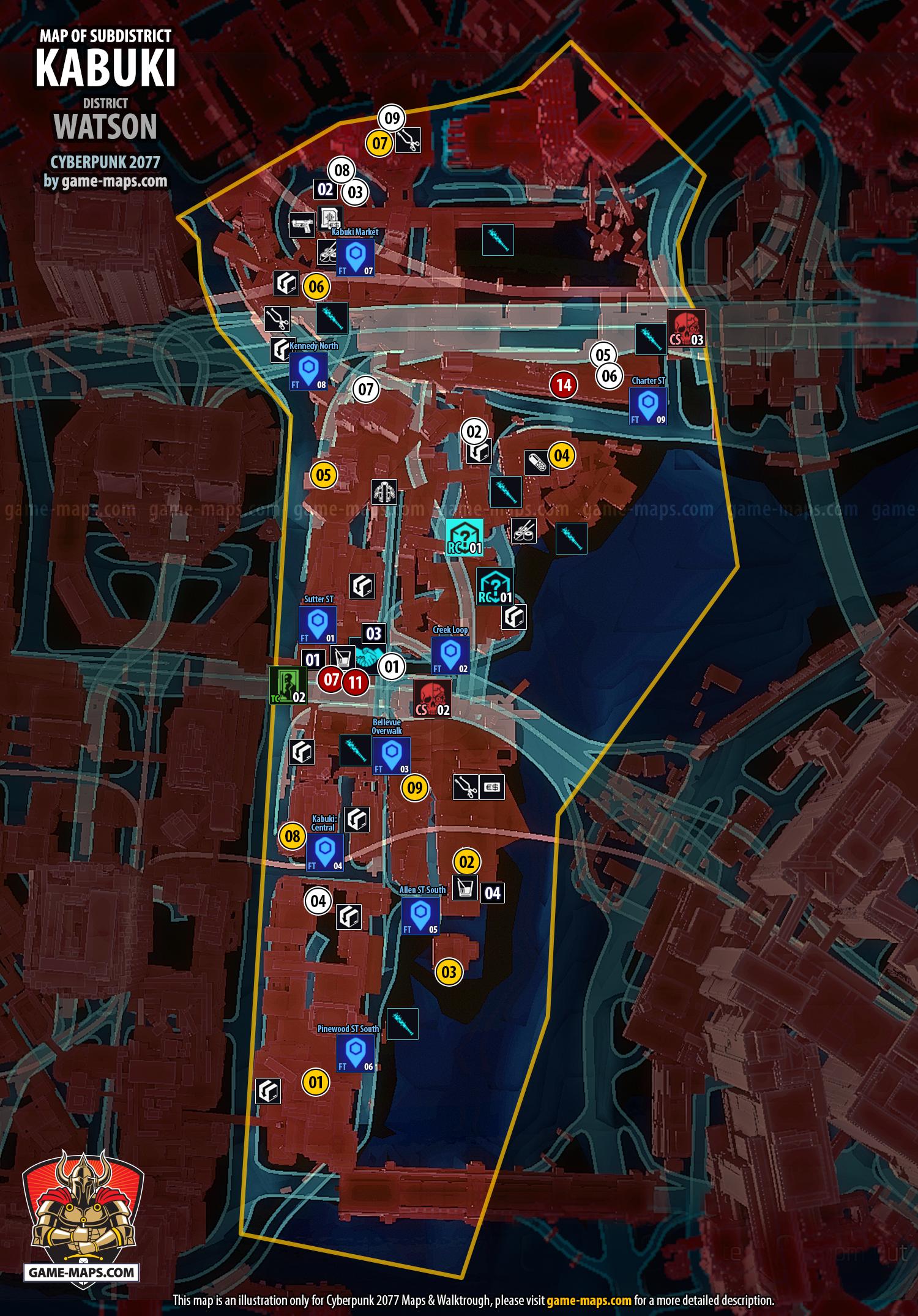 Kabuki Map in Watson District - Cyberpunk 2077