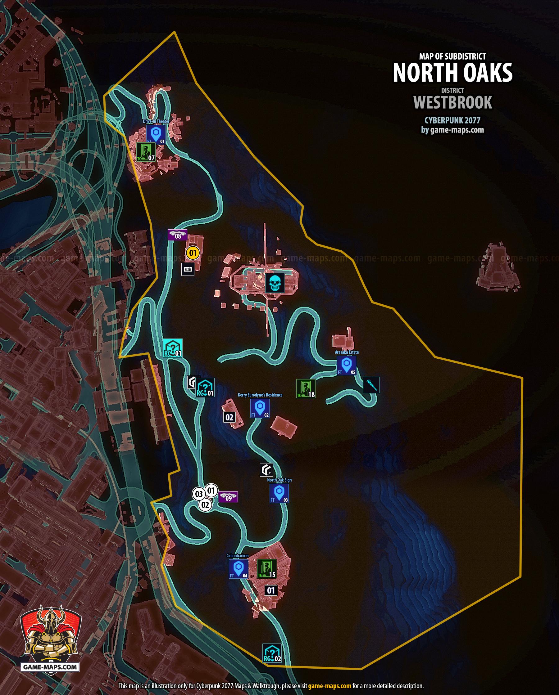 North Oak Map - Cyberpunk 2077