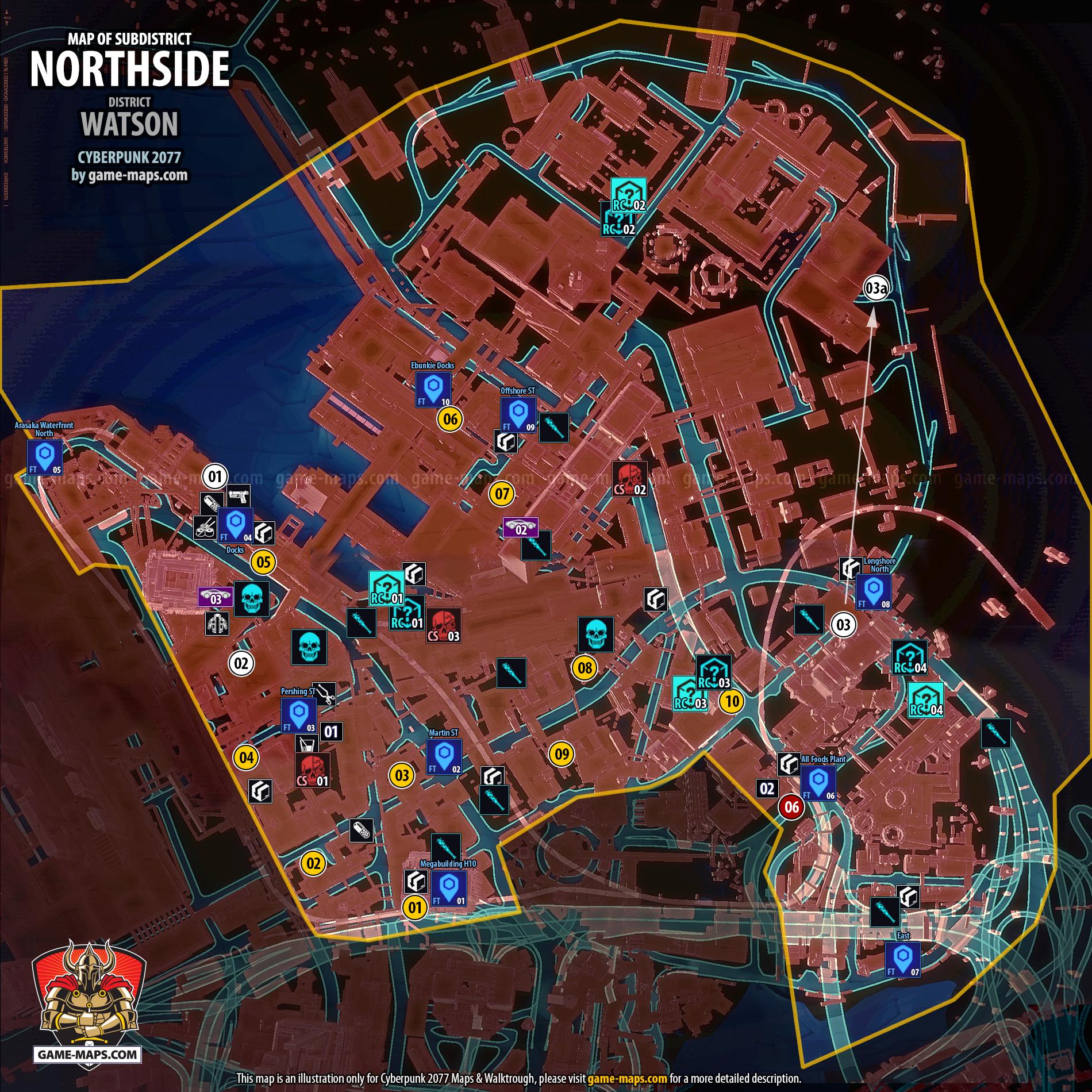 Northside Map in Watson District - Cyberpunk 2077