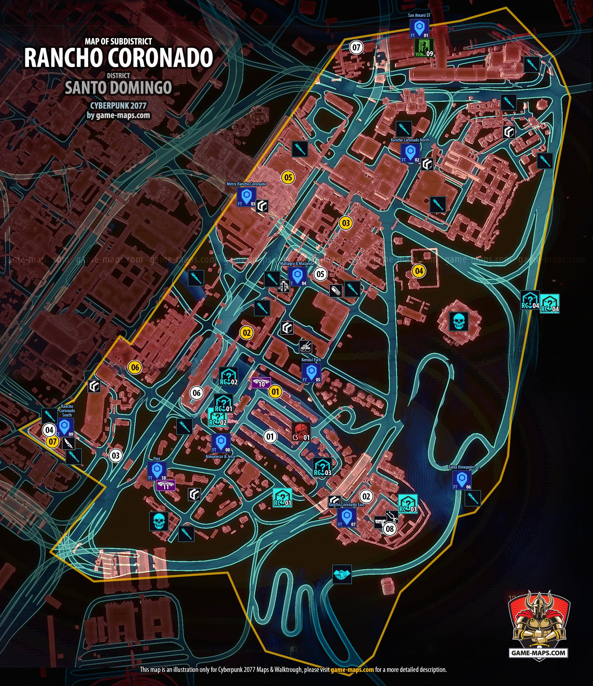 Rancho Coronado Map in Santo Domingo District - Cyberpunk 2077