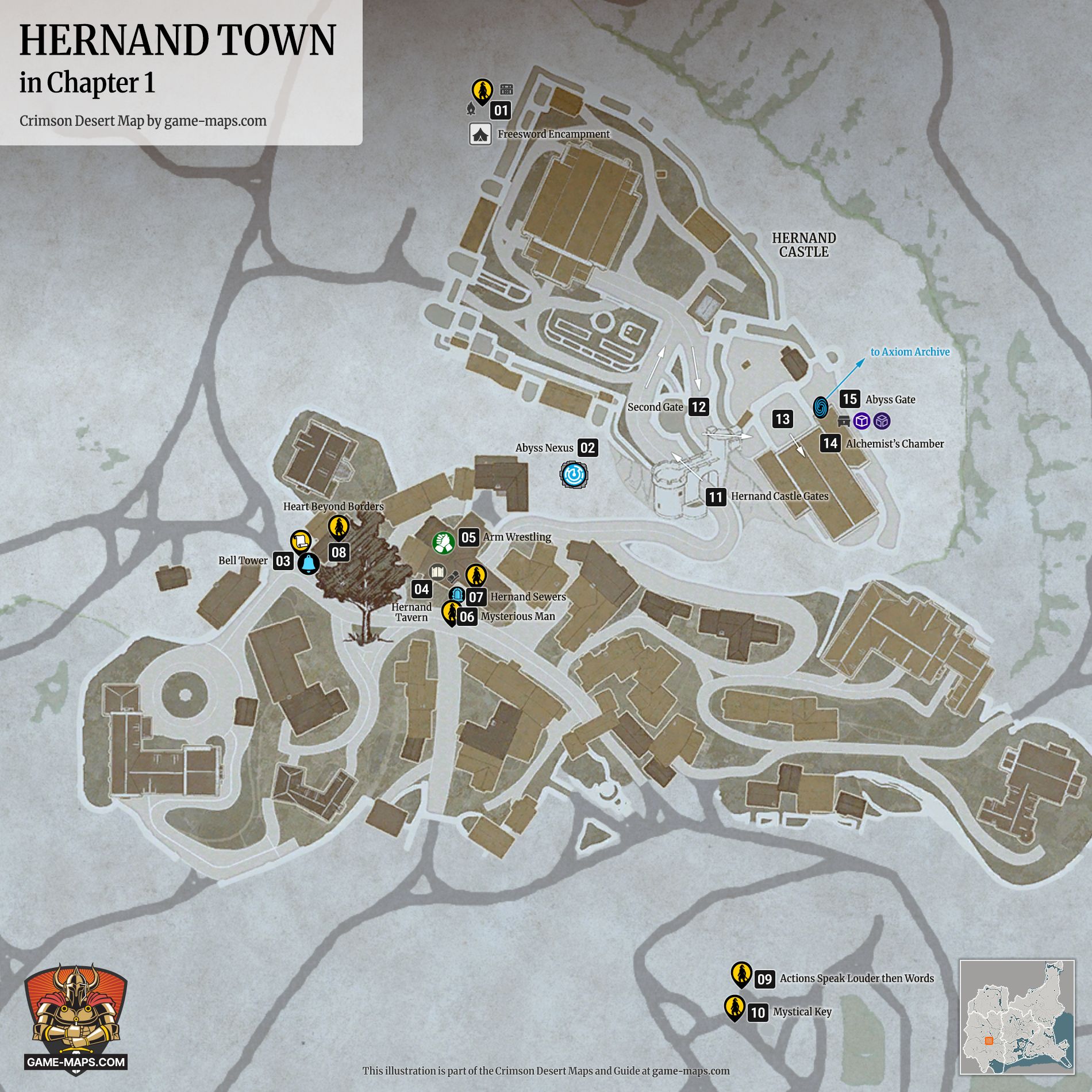 Crimson Desert Map: Hernand Town in Chapter 1