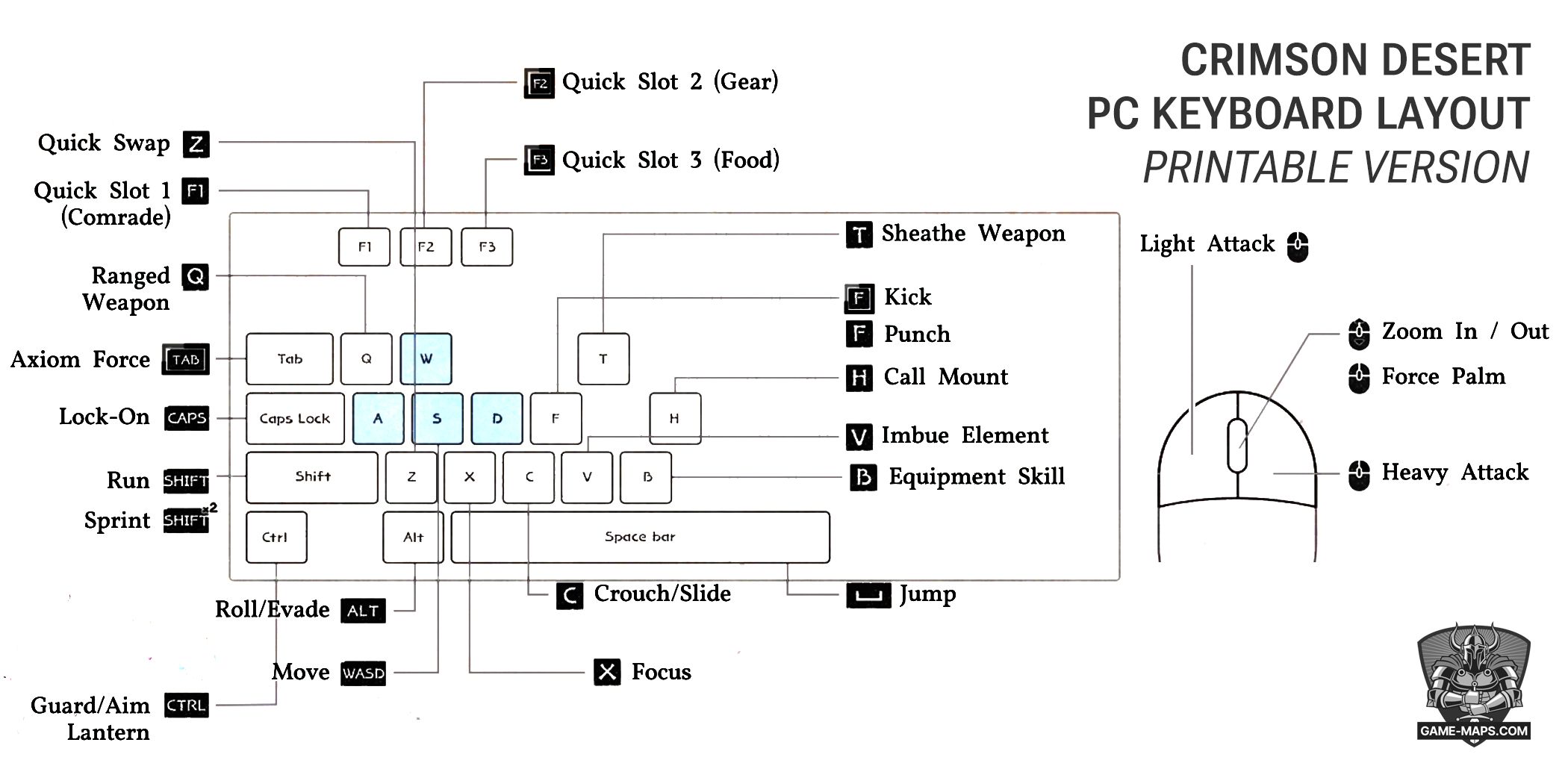 Crimson Desert PC Keyboard Layout – Printable Version - Crimson Desert