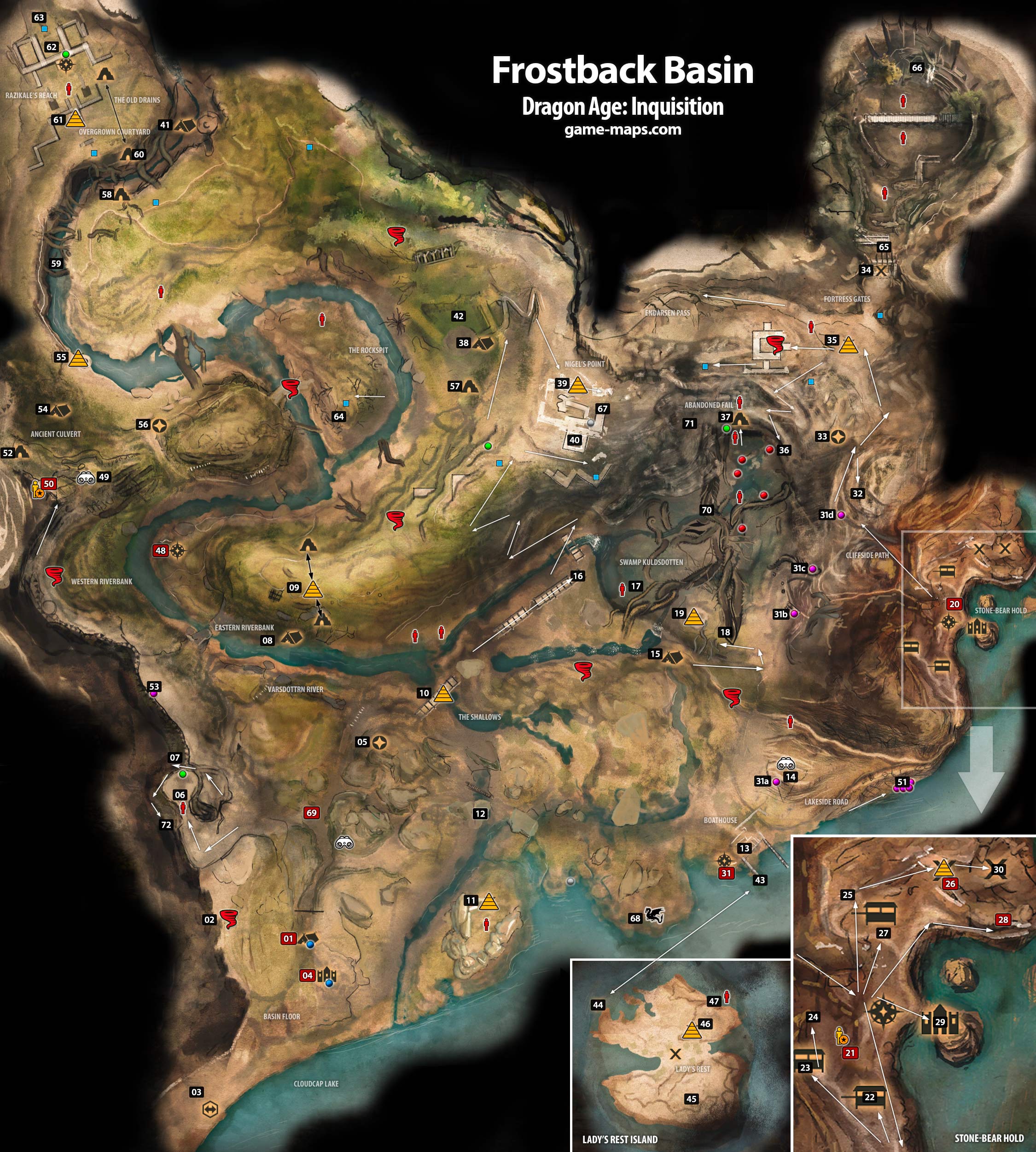 solnedgang Velsigne symptom Frostback Basin Dragon Age: Inquisition Map