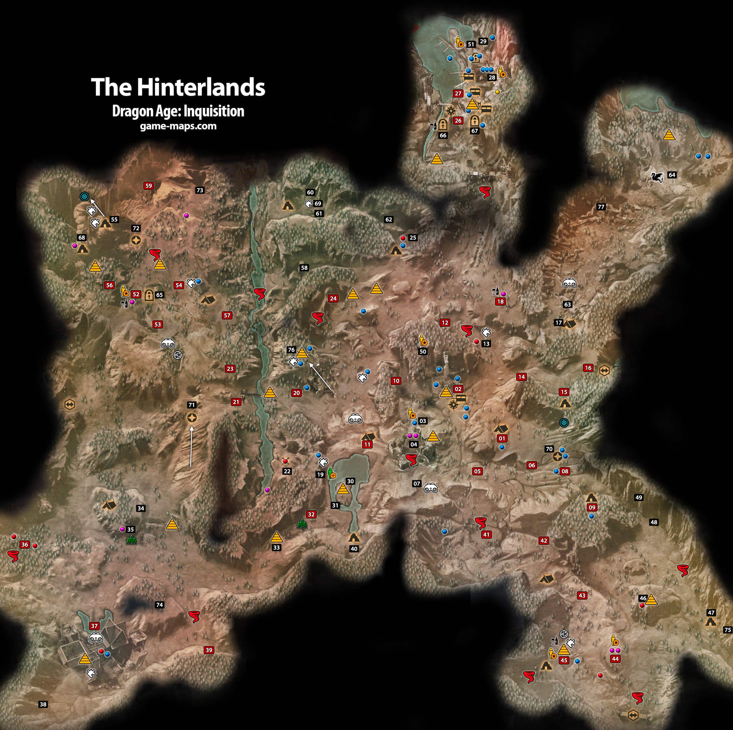 Map of The Hinterlands in Dragon Age: Inquisition