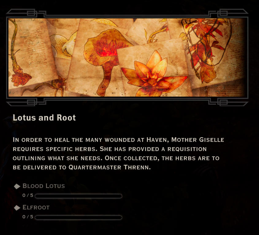 Lotus and Root Quest in Dragon Age: Inquisition