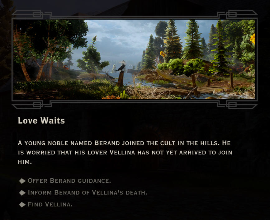 Love Waits Quest in Dragon Age: Inquisition