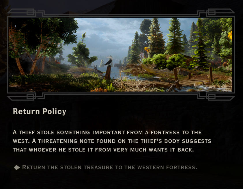Return Policy Quest in Dragon Age: Inquisition