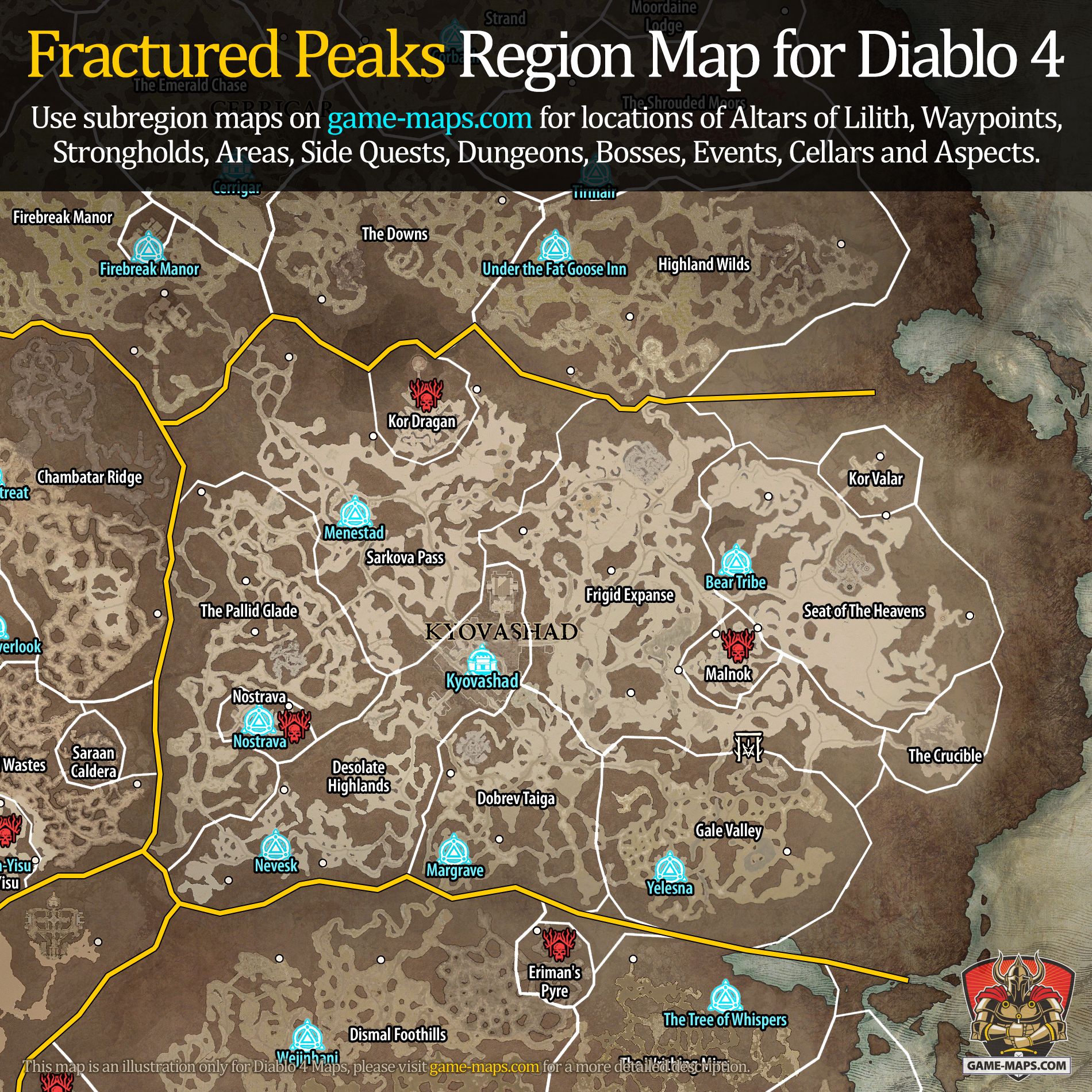 Fractured Peaks Region Map Diablo 4