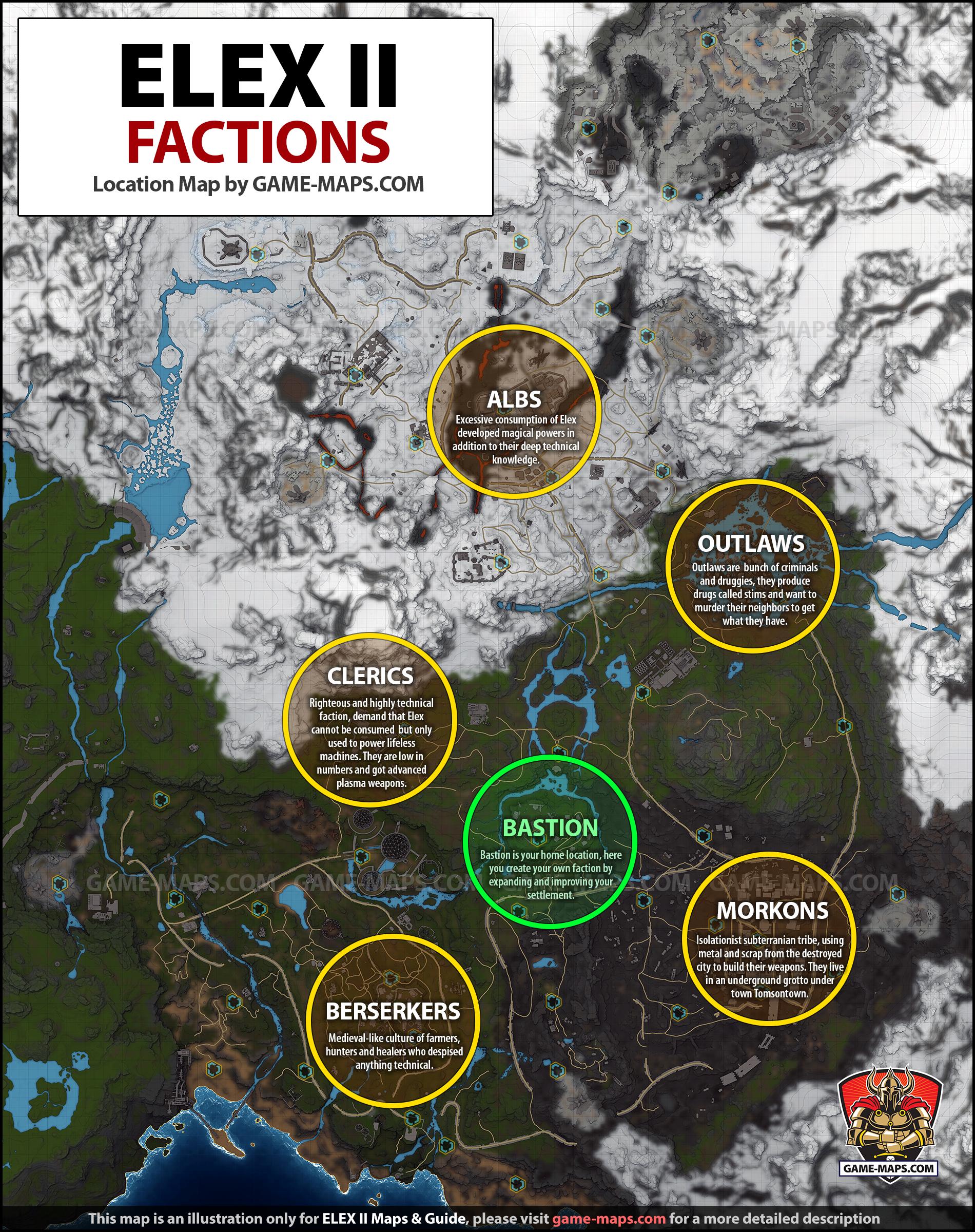 ELEX II Factions Location Map