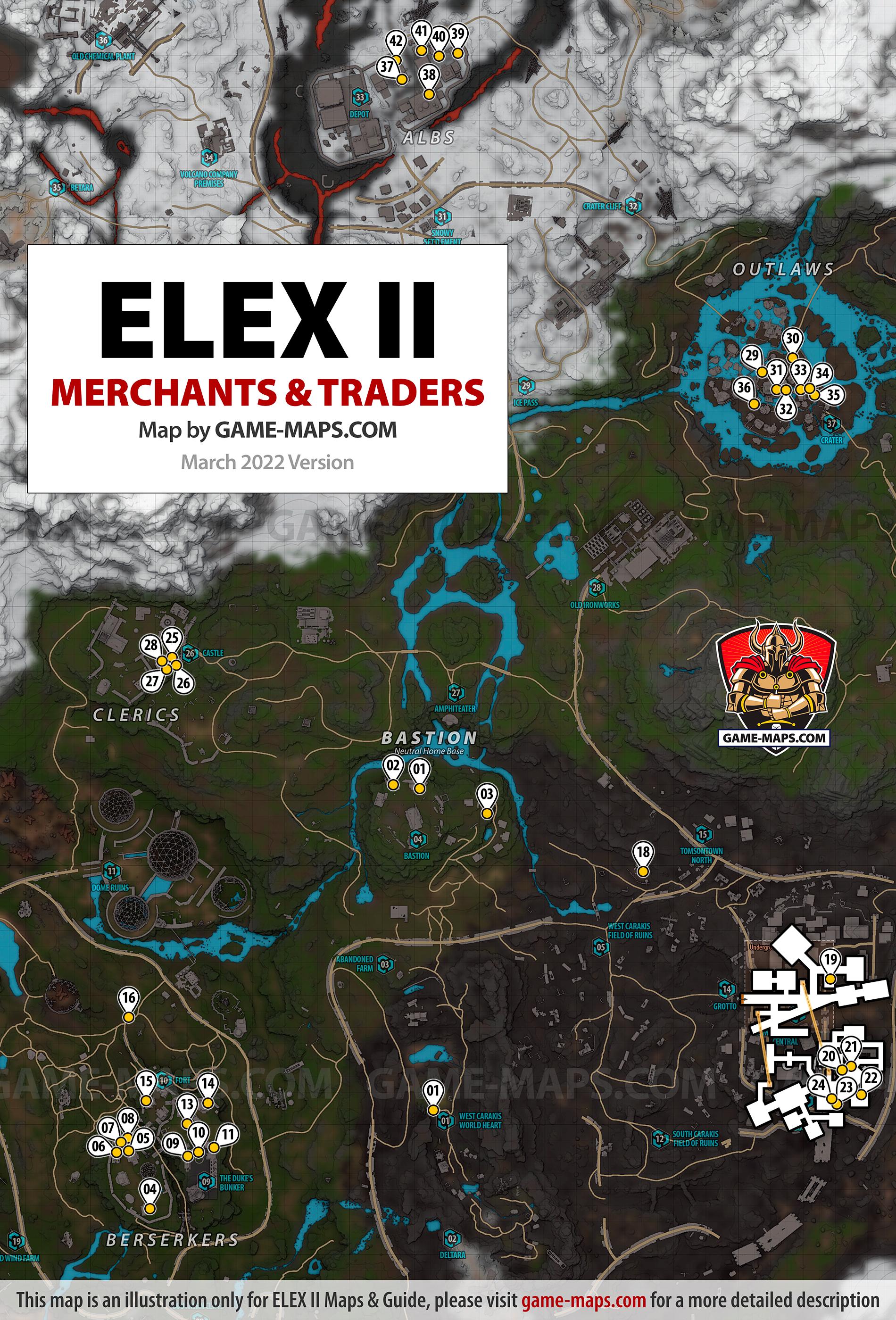 Map for ELEX II with location of Merchants