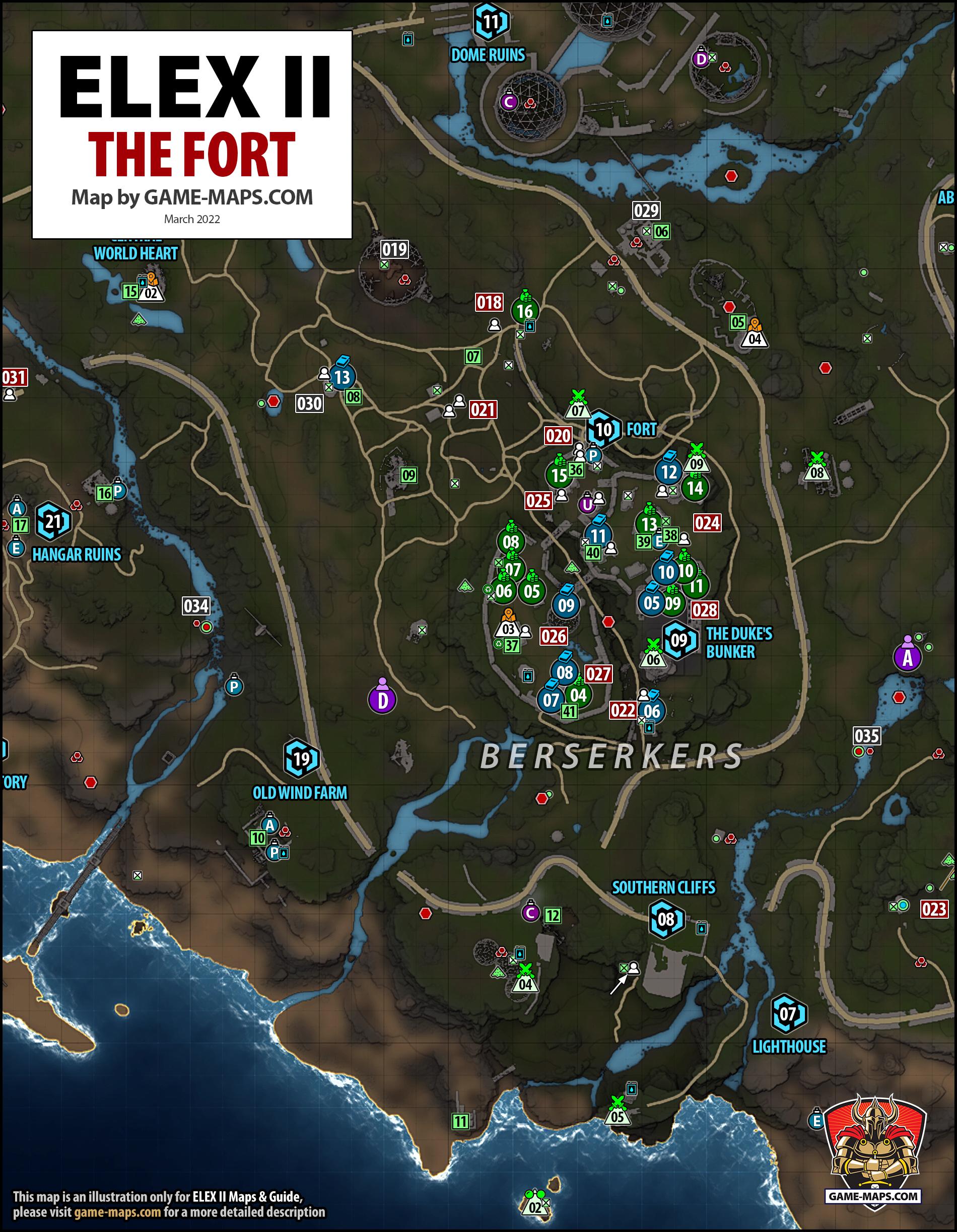 The Fort & Berserkers Region Map for ELEX II