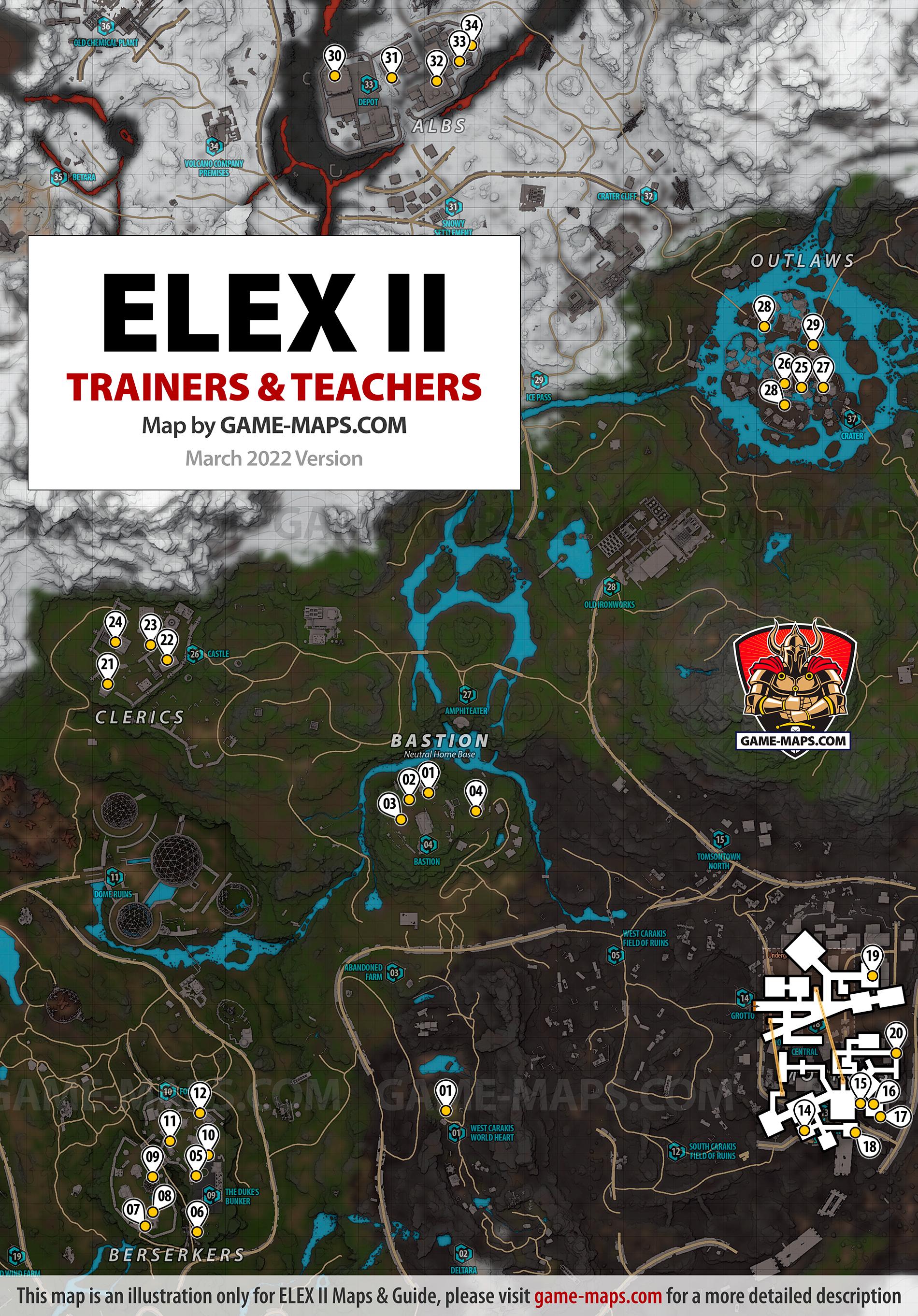 Map for ELEX II with location of Trainers & Teachers