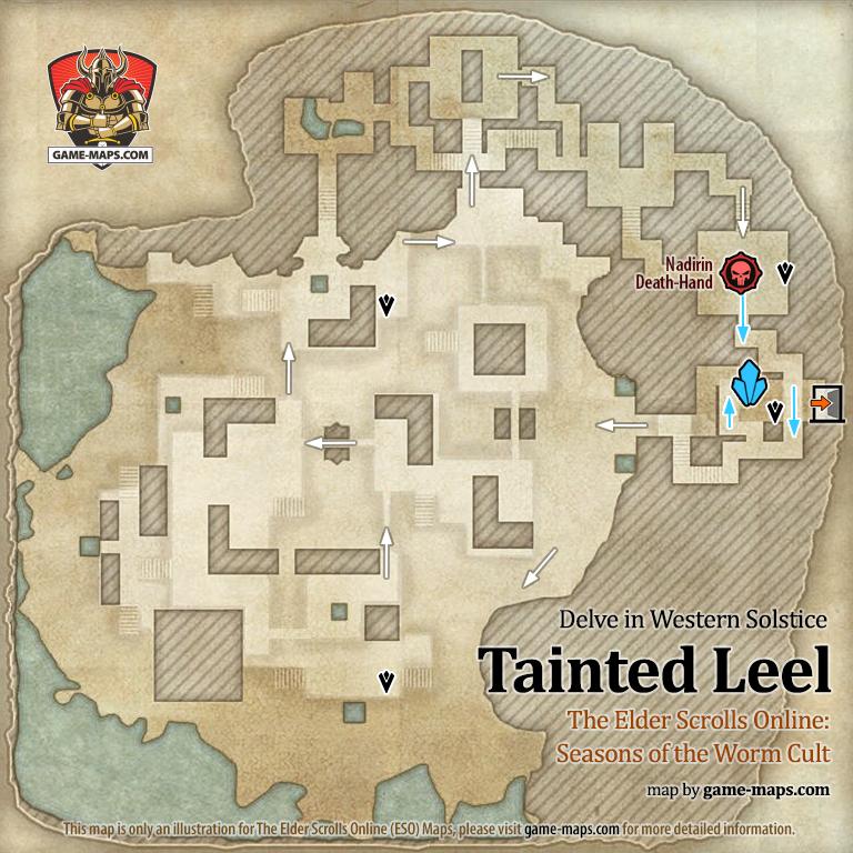 Tainted Leel Delve Map with Skyshard and Boss locations ESO