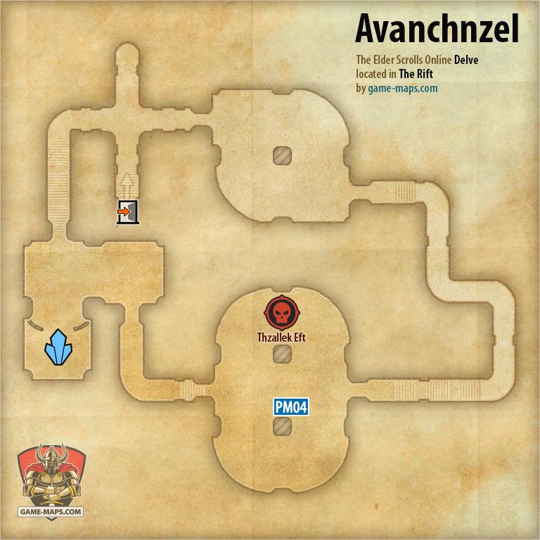 Avanchnzel Delve Map with Skyshard and Boss locations ESO