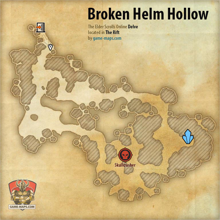 Broken Helm Hollow Delve Map with Skyshard and Boss locations ESO