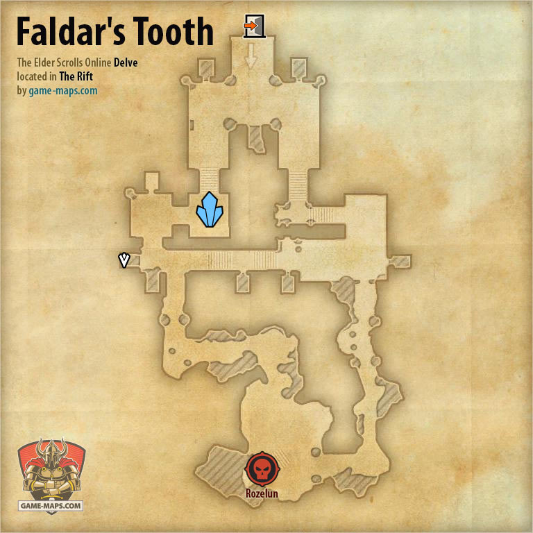 Faldar's Tooth Delve Map with Skyshard and Boss locations ESO