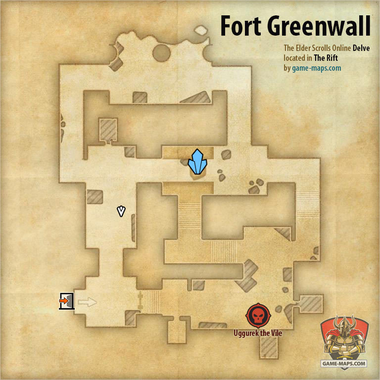 Fort Greenwall Delve Map with Skyshard and Boss locations ESO