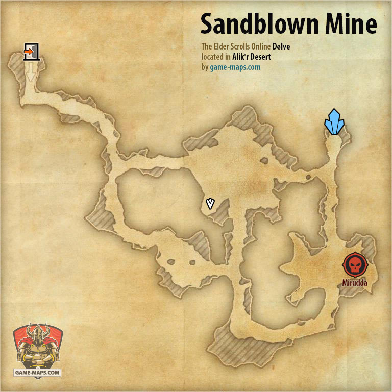 Sandblown Mine Delve Map with Skyshard and Boss locations ESO