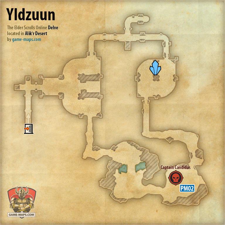 Yldzuun Delve Map with Skyshard and Boss locations ESO