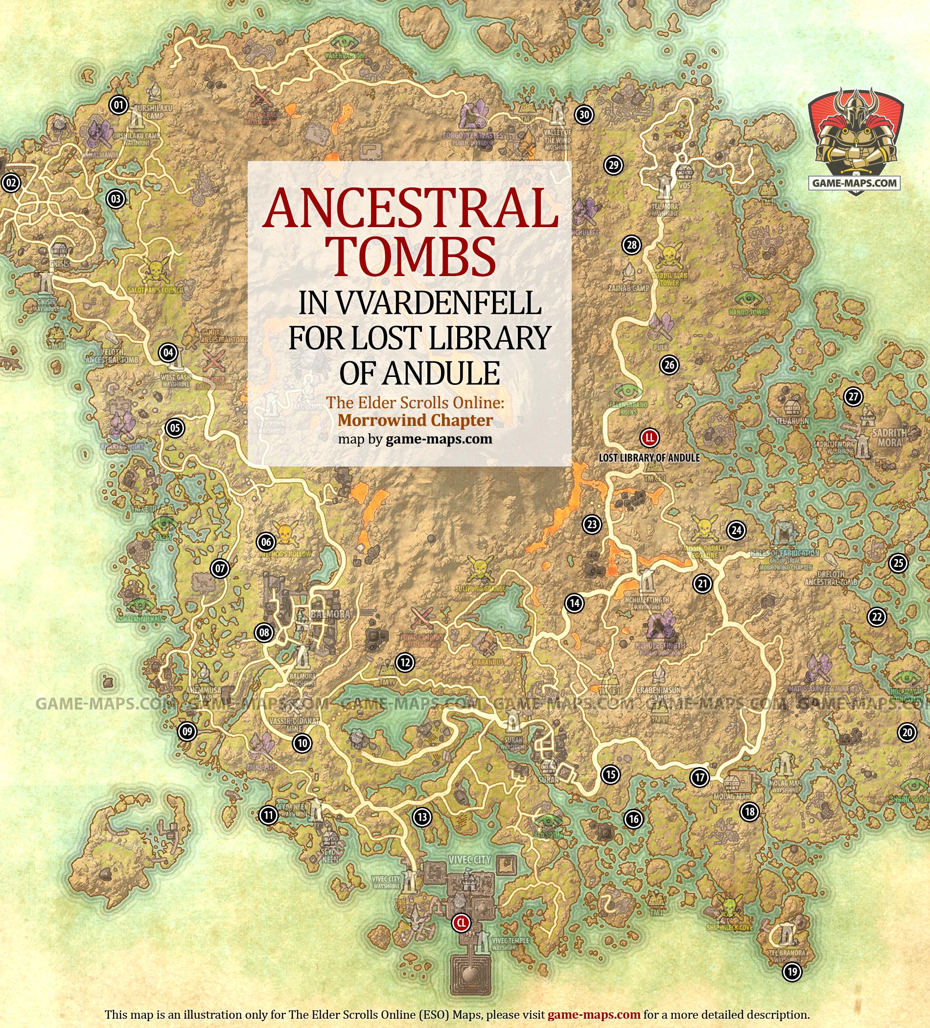 The Elder Scrolls Online Vvardenfell Map Lost Library Of Andule Walkthrough - Ancestral Tombs In Morrowind - The  Elder Scrolls Online (Eso)