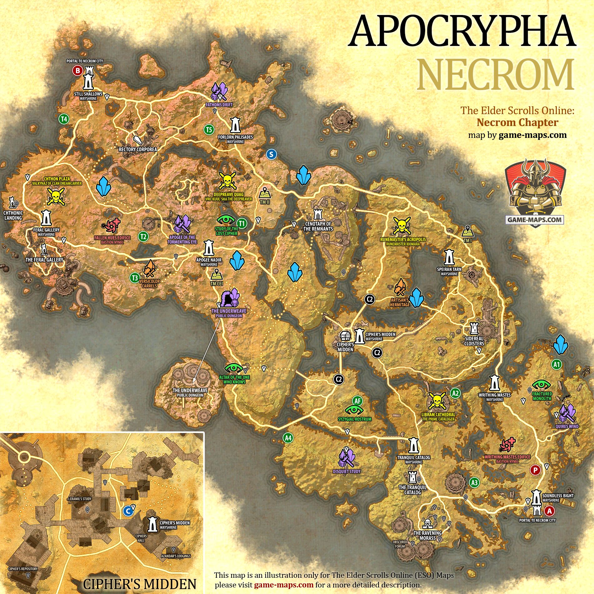 Apocrypha Map (ESO) Apocrypha Map for The Elder Scrolls Online: Necrom Chapter, The Shadow Over Morrowind 2023 Adventure (ESO).