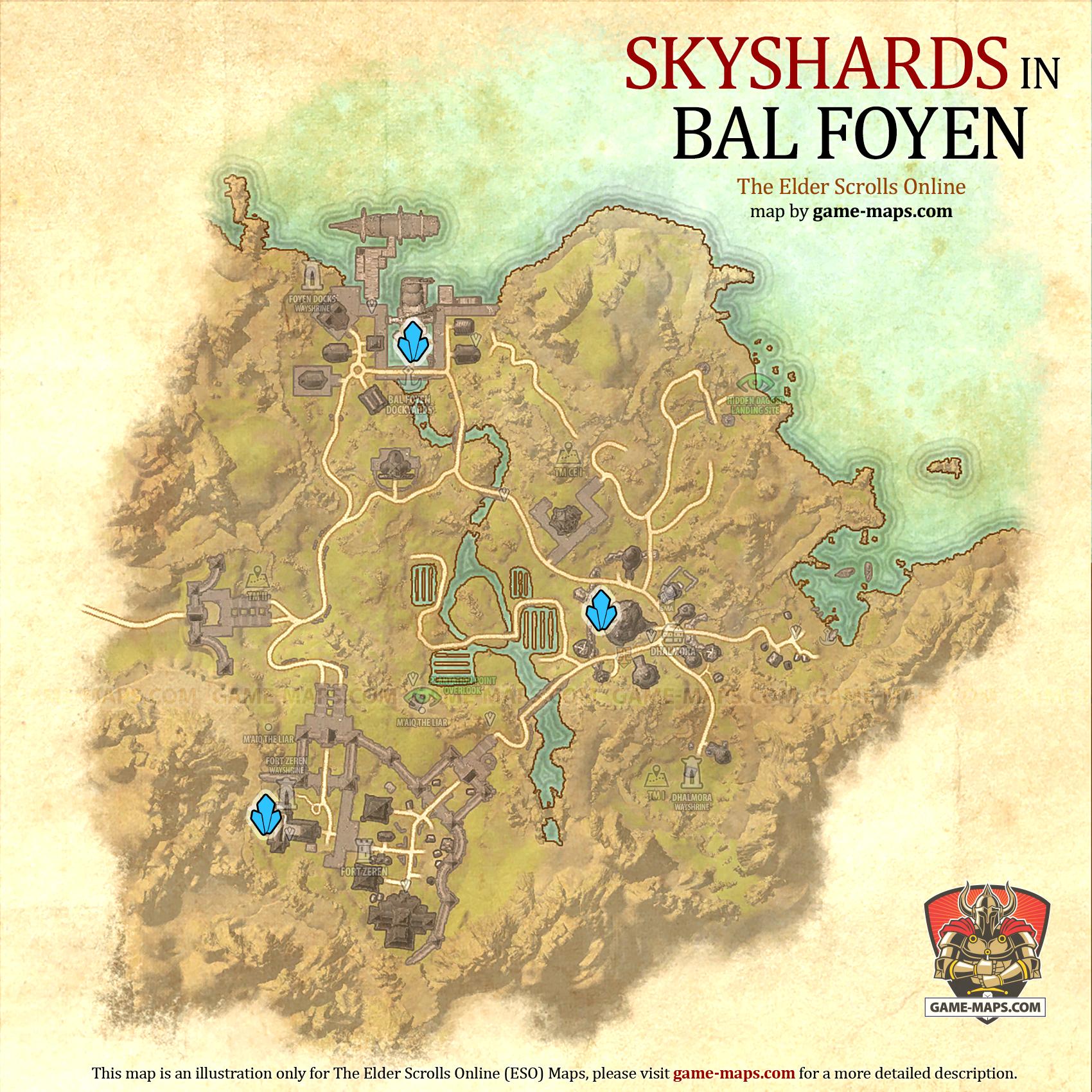 Bal Foyen Skyshards Map for Elder Scrolls Online ESO.