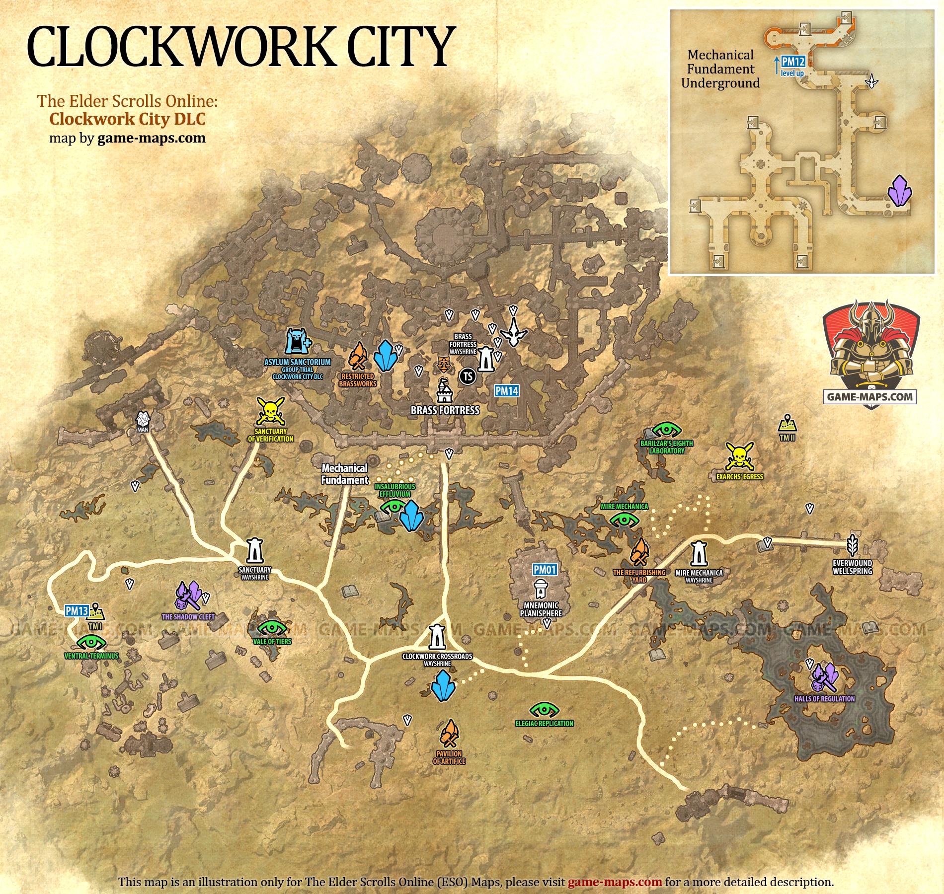 Clockwork City Map for The Elder Scrolls Online: Clockwork City DLC (ESO).