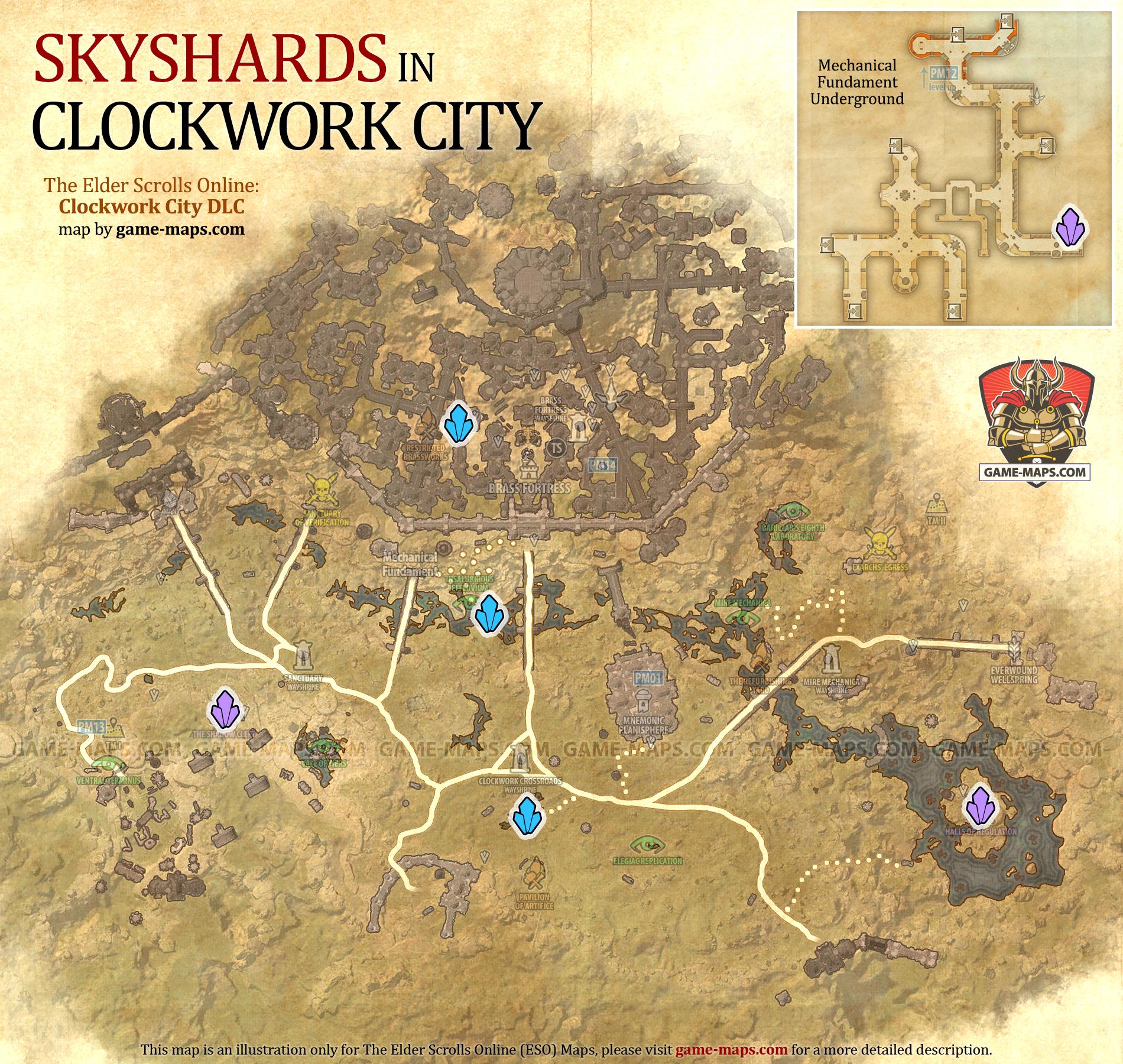 Clockwork City Skyshards Location Map