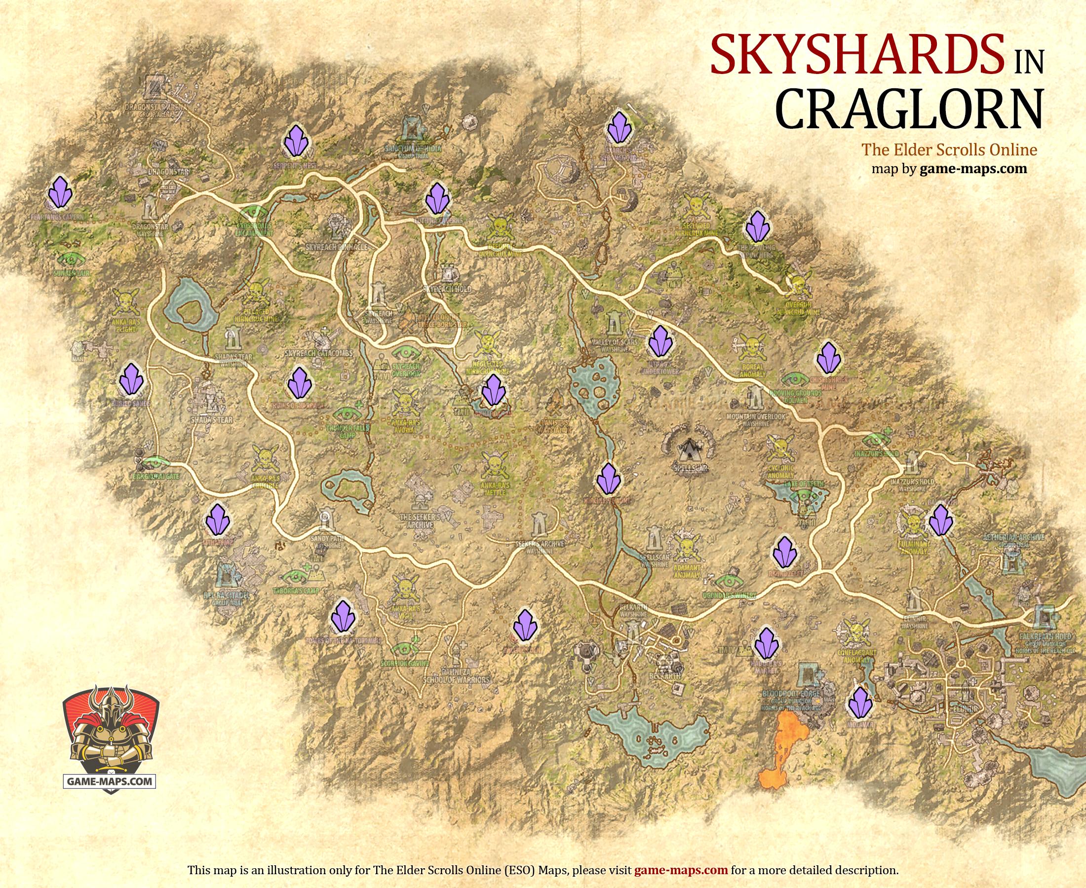 Craglorn Skyshards Map Elder Scrolls Online ESO