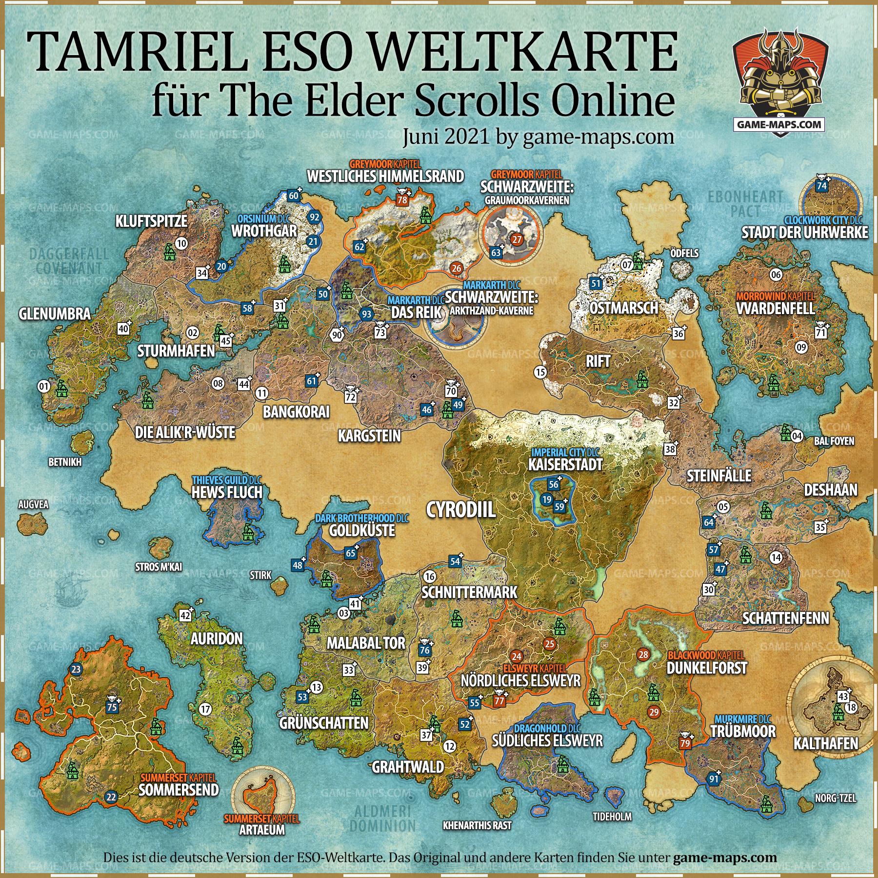 ESO DE Weltkarte für The Elder Scrolls Online - Tamriel