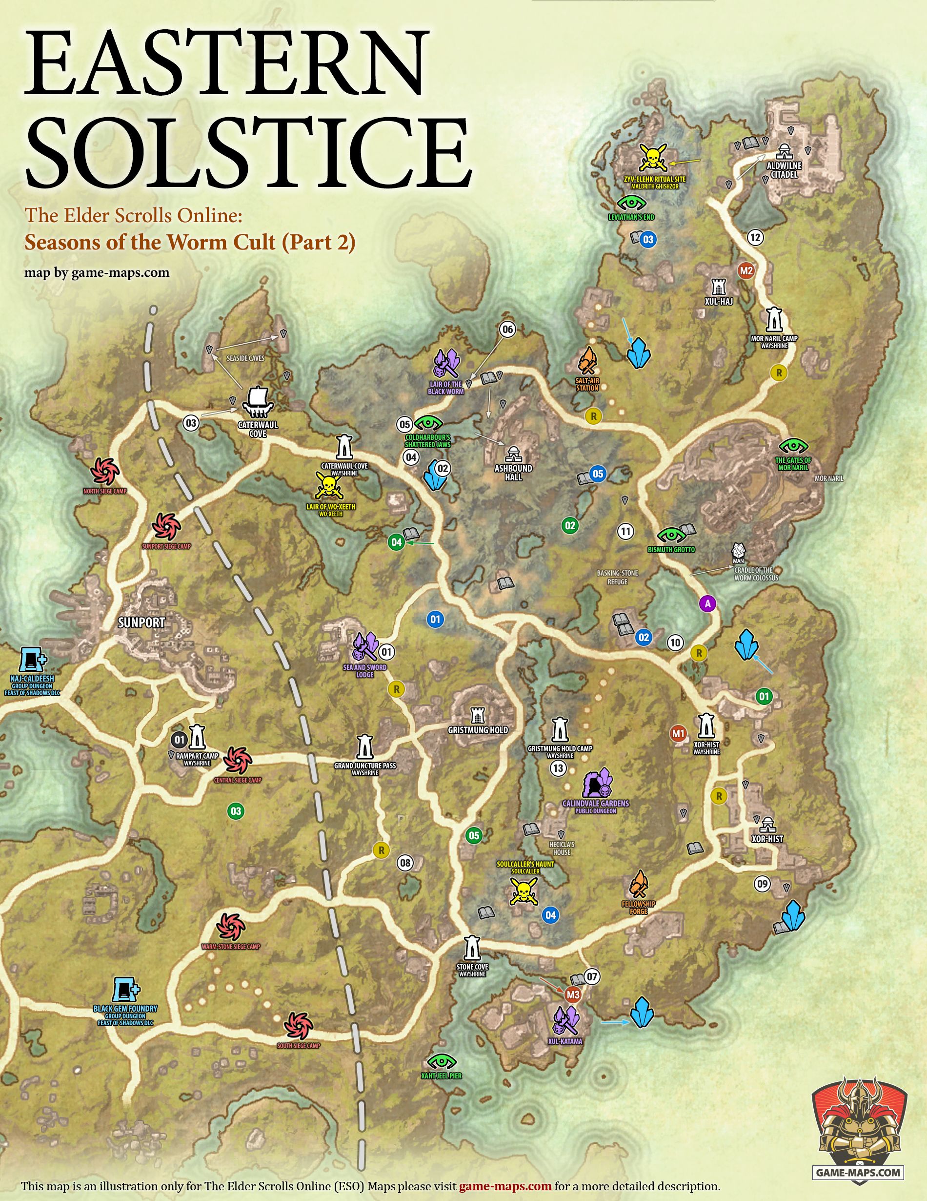 Eastern Solstice Map (ESO) Eastern Solstice Map for The Elder Scrolls Online: Seasons of the Worm Cult (Part 2), ESO 2025 Season (ESO).