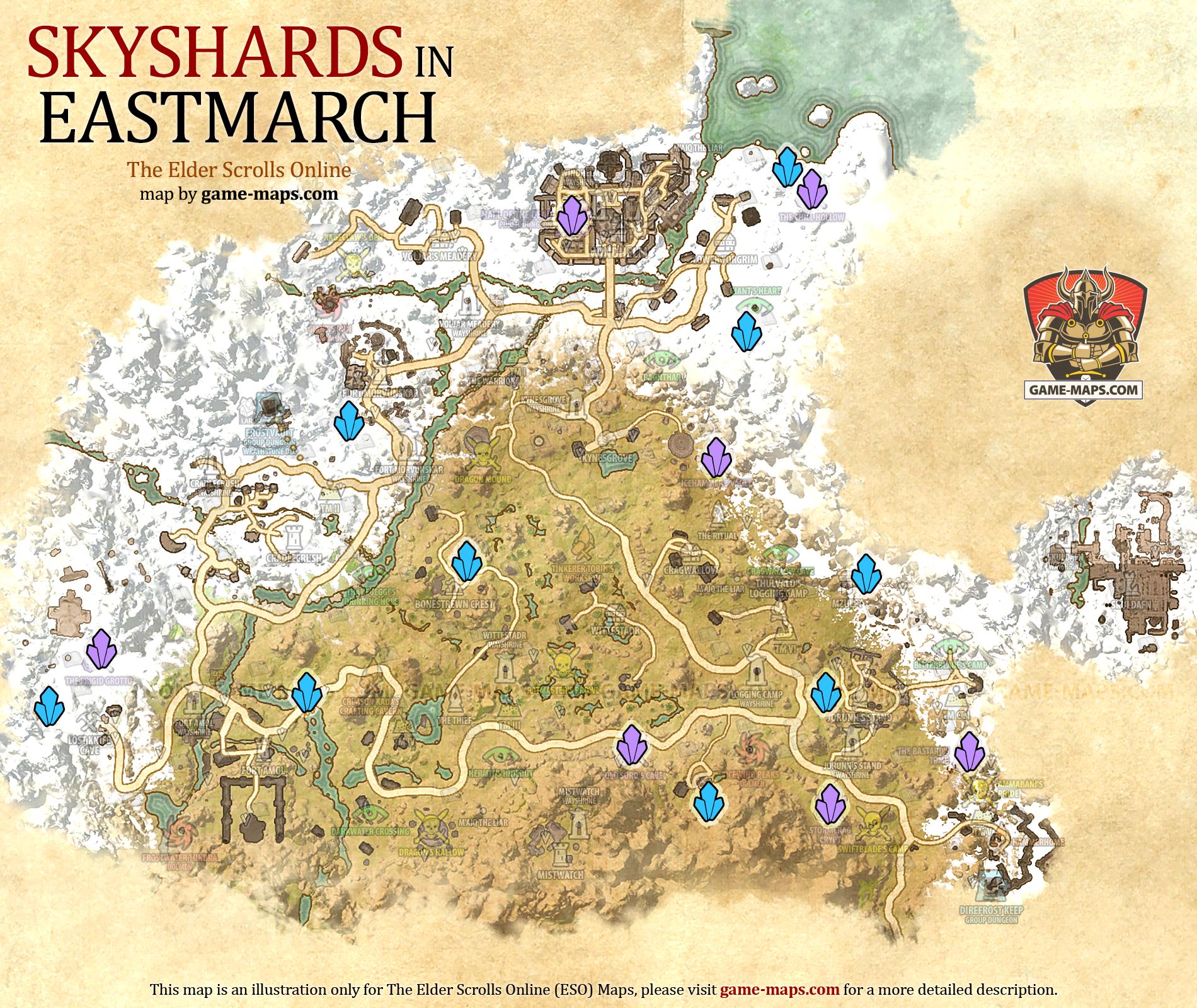 Eso Eastmarch Skyshards Locations Eastmarch Skyshards Location Map The Elder Scrolls Online (Eso)