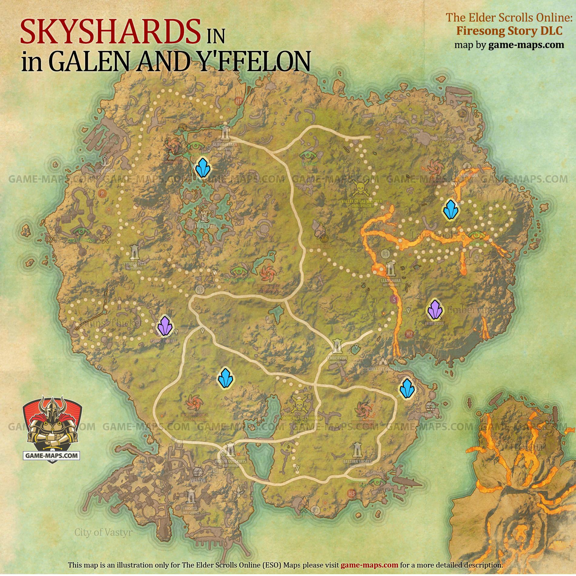 Galen and Y'ffelon Skyshards Map Elder Scrolls Online ESO