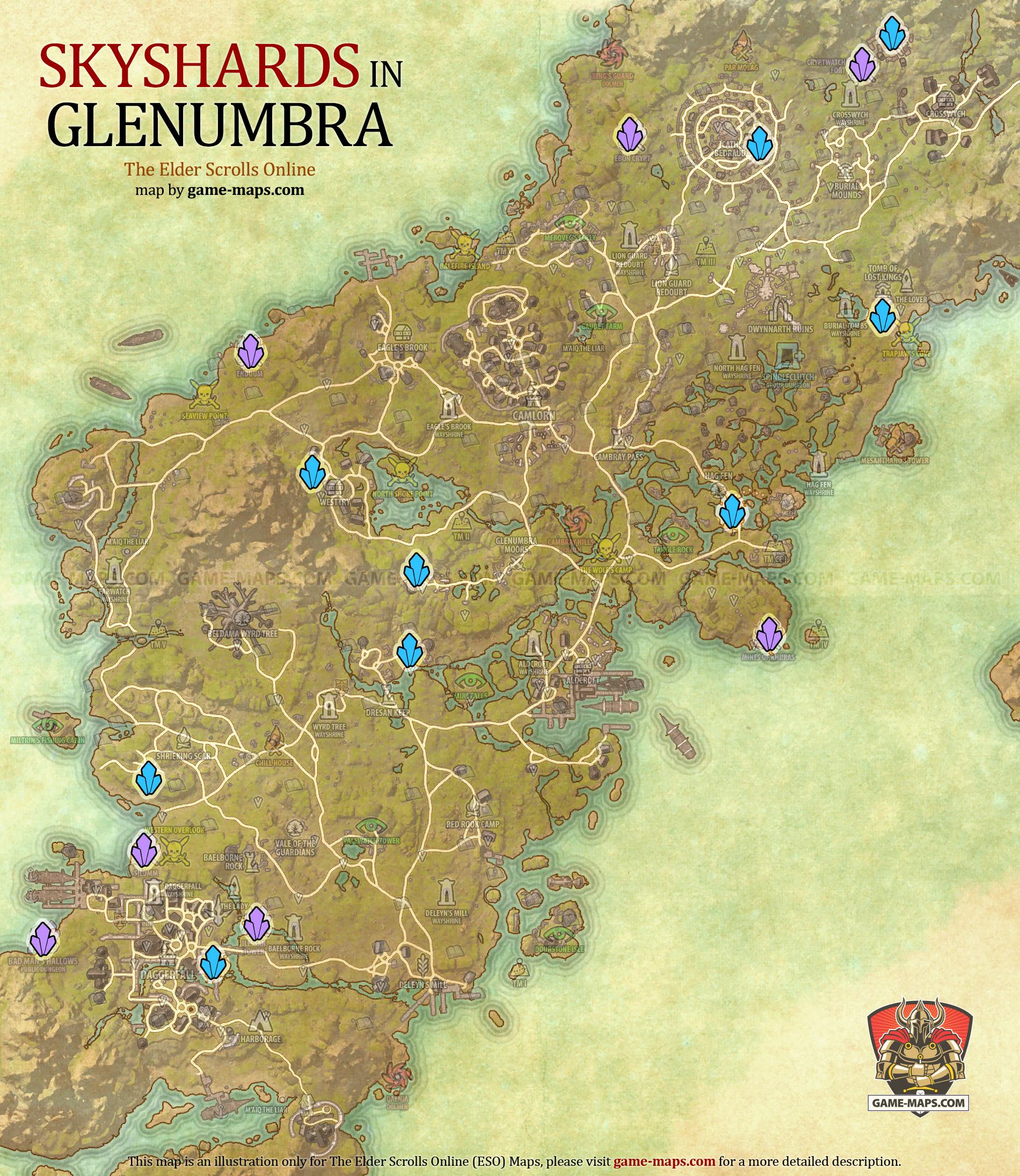 Eso Bangkorai Skyshard Map Glenumbra Skyshards Location Map The Elder Scrolls Online (Eso)