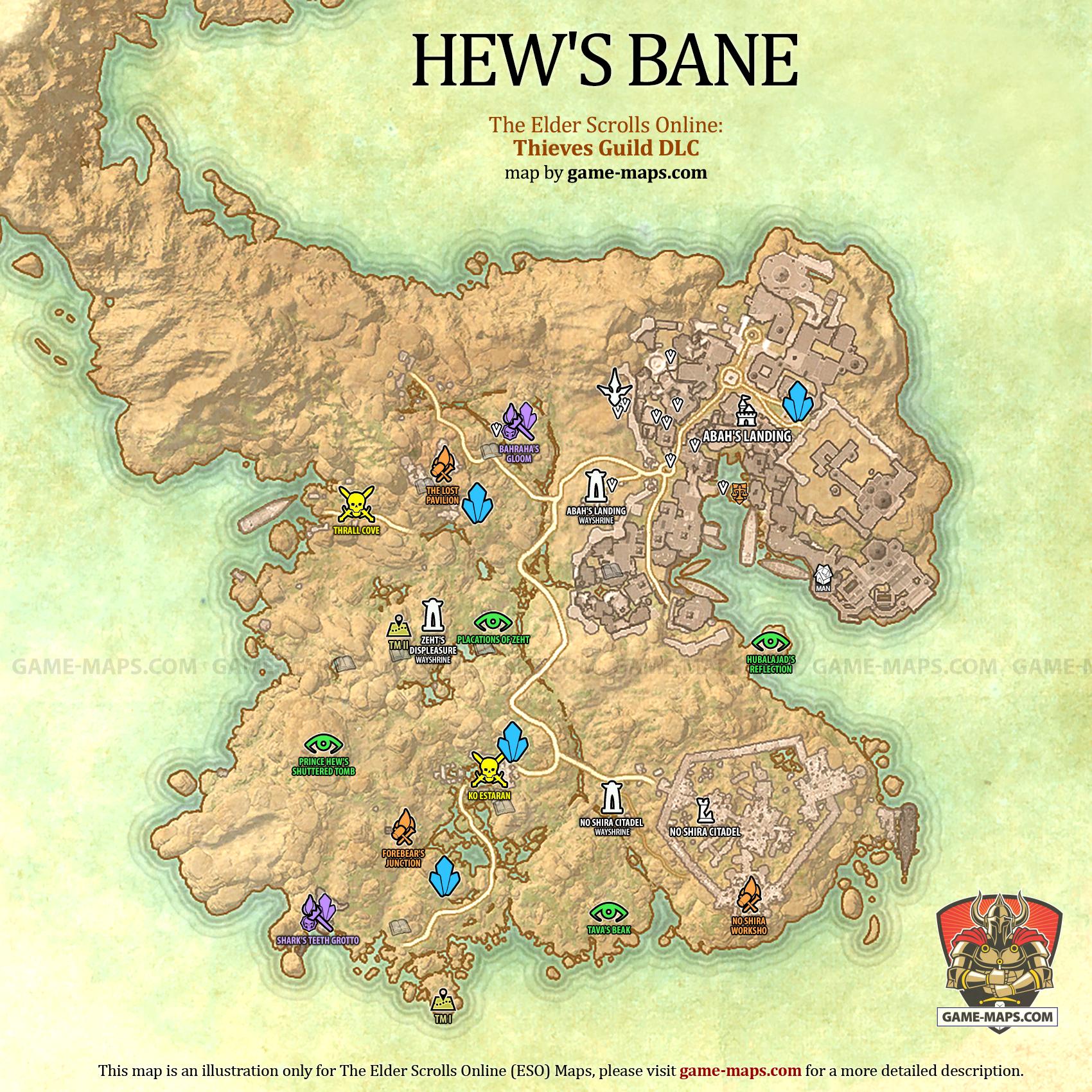 Eso Hew S Bane Fishing Map Hew's Bane Map - The Elder Scrolls Online Thieves Guild Dlc (Eso)