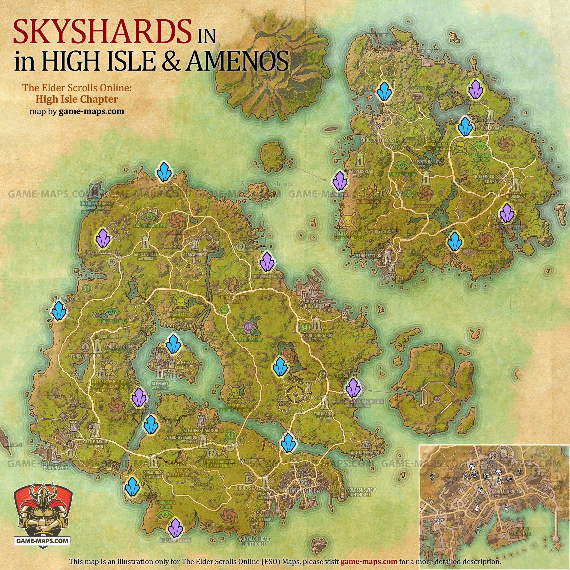 High Isle & Amenos Skyshards Map Elder Scrolls Online ESO