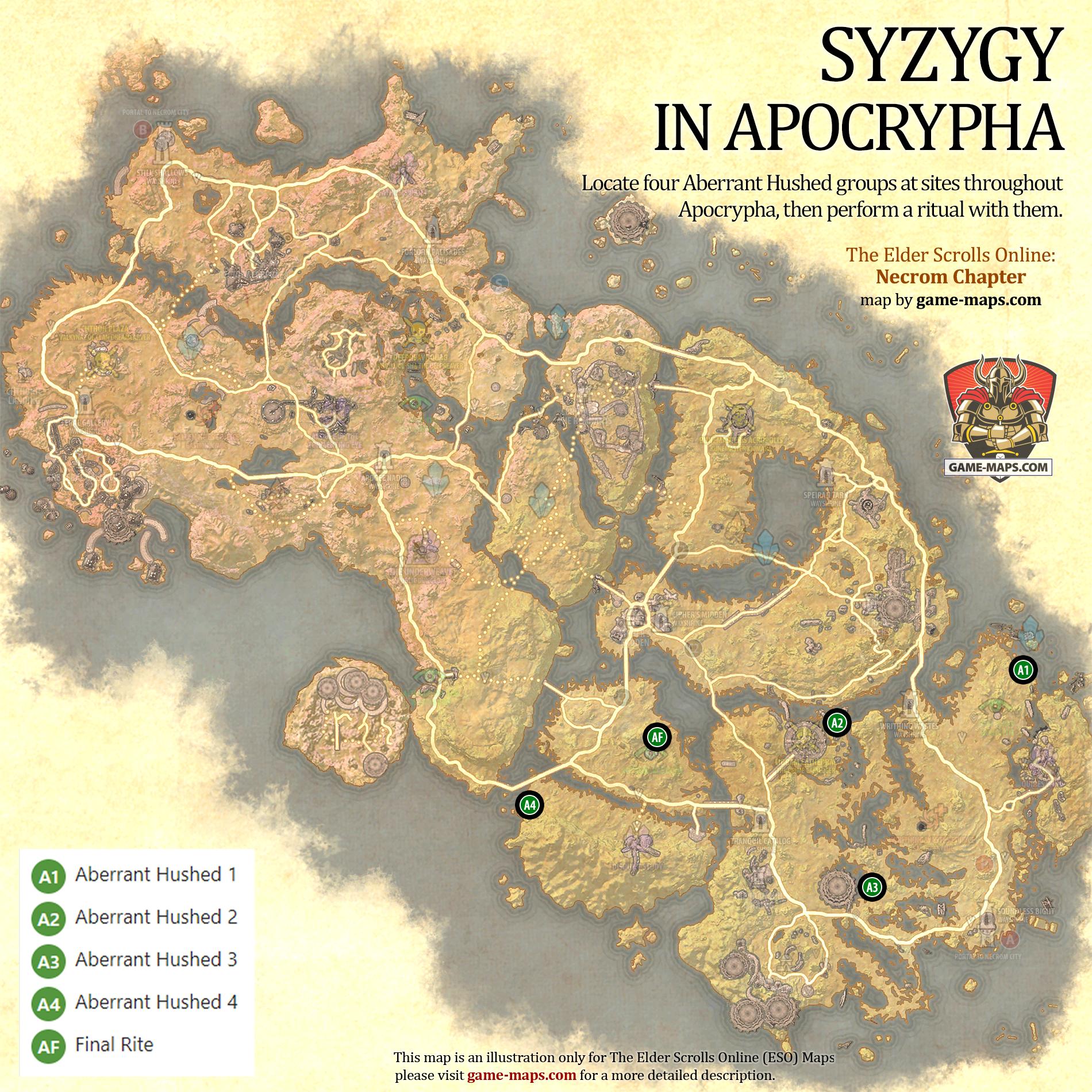 Location of Aberrant Hushed groups in Apocrypha for Syzygy in The Elder Scrolls Online (ESO)