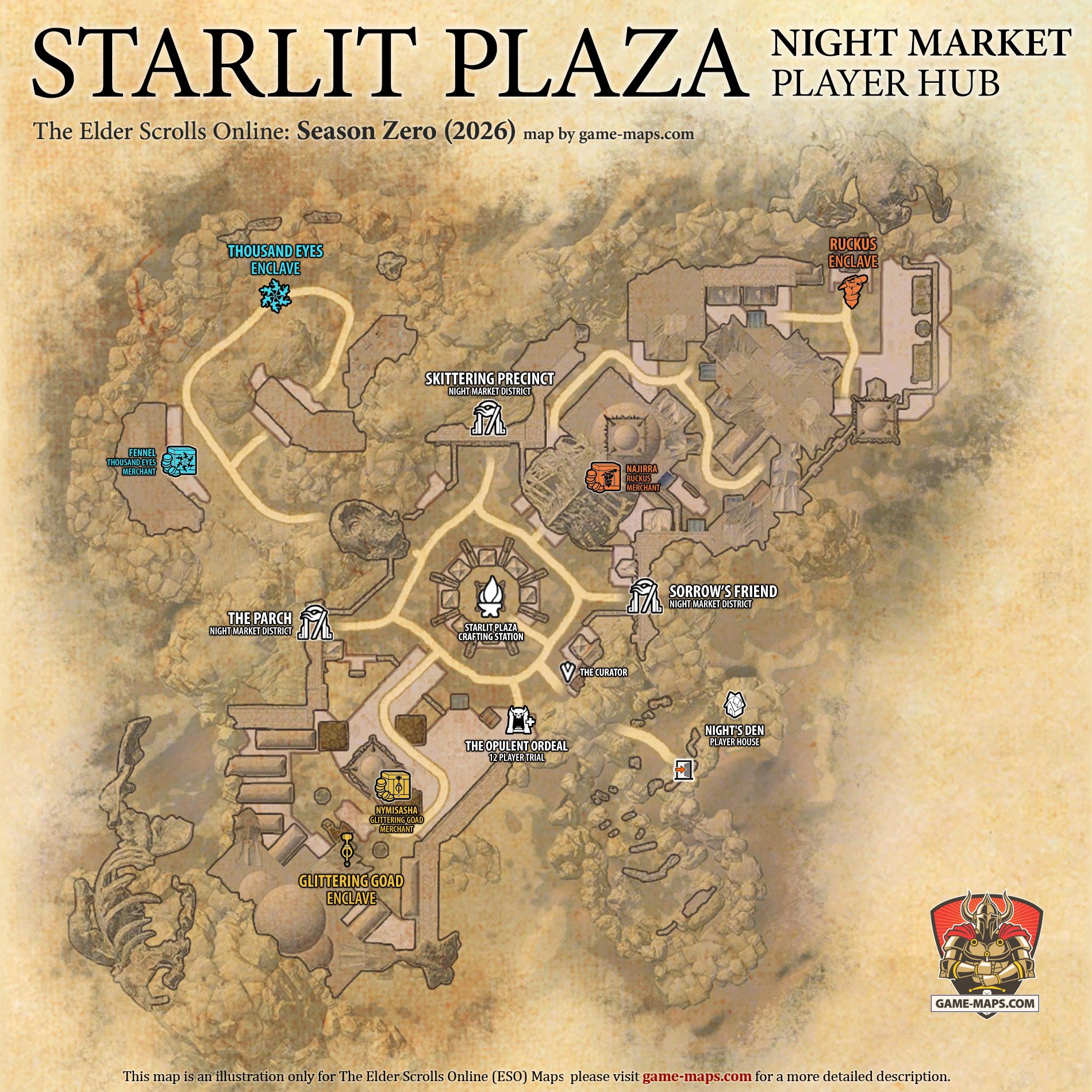Starlit Plaza Map (Player Hub) - Player Hub in Night Market Event Zone in ESO