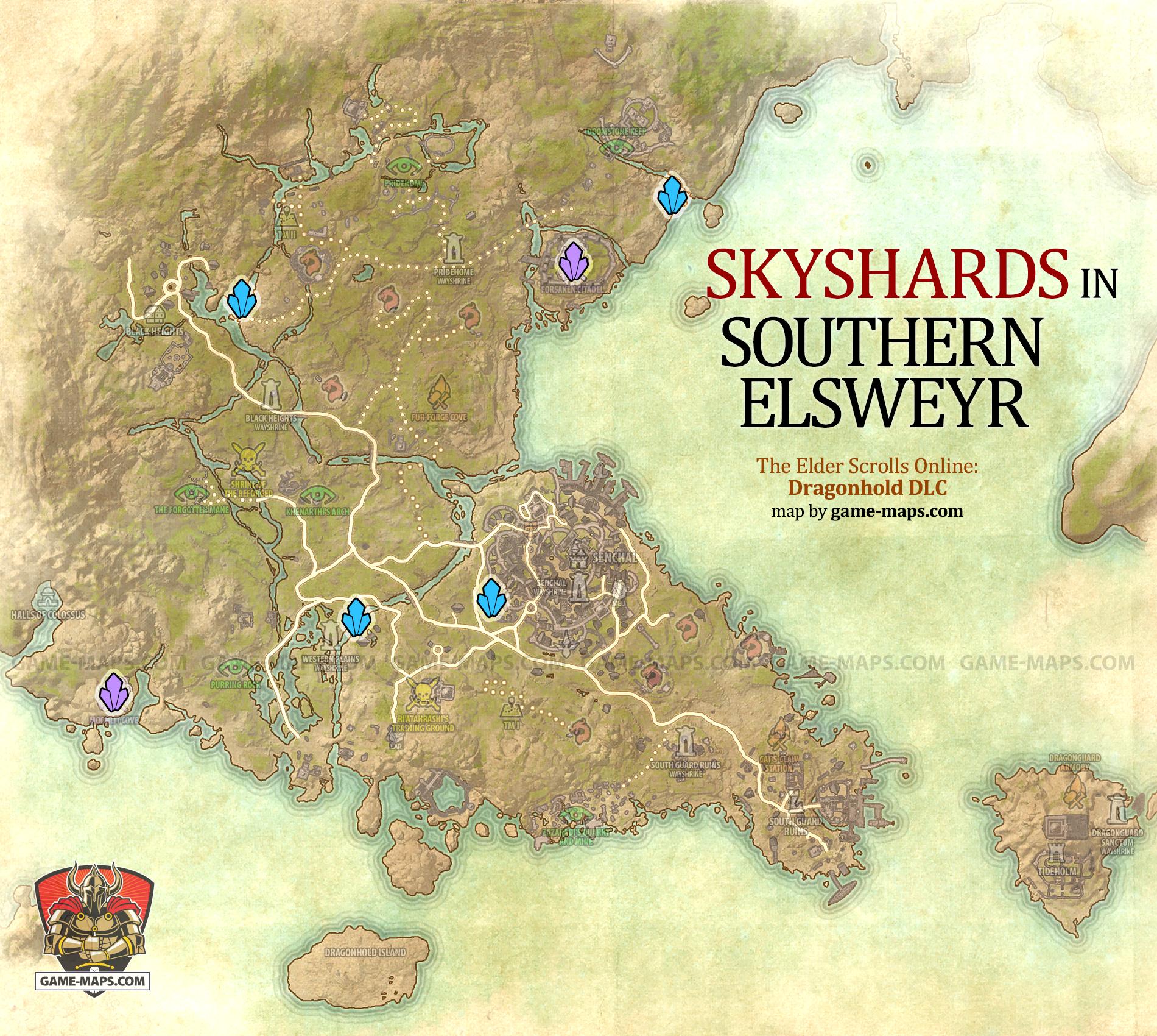 Southern Elsweyr Skyshards Location Map ESO
