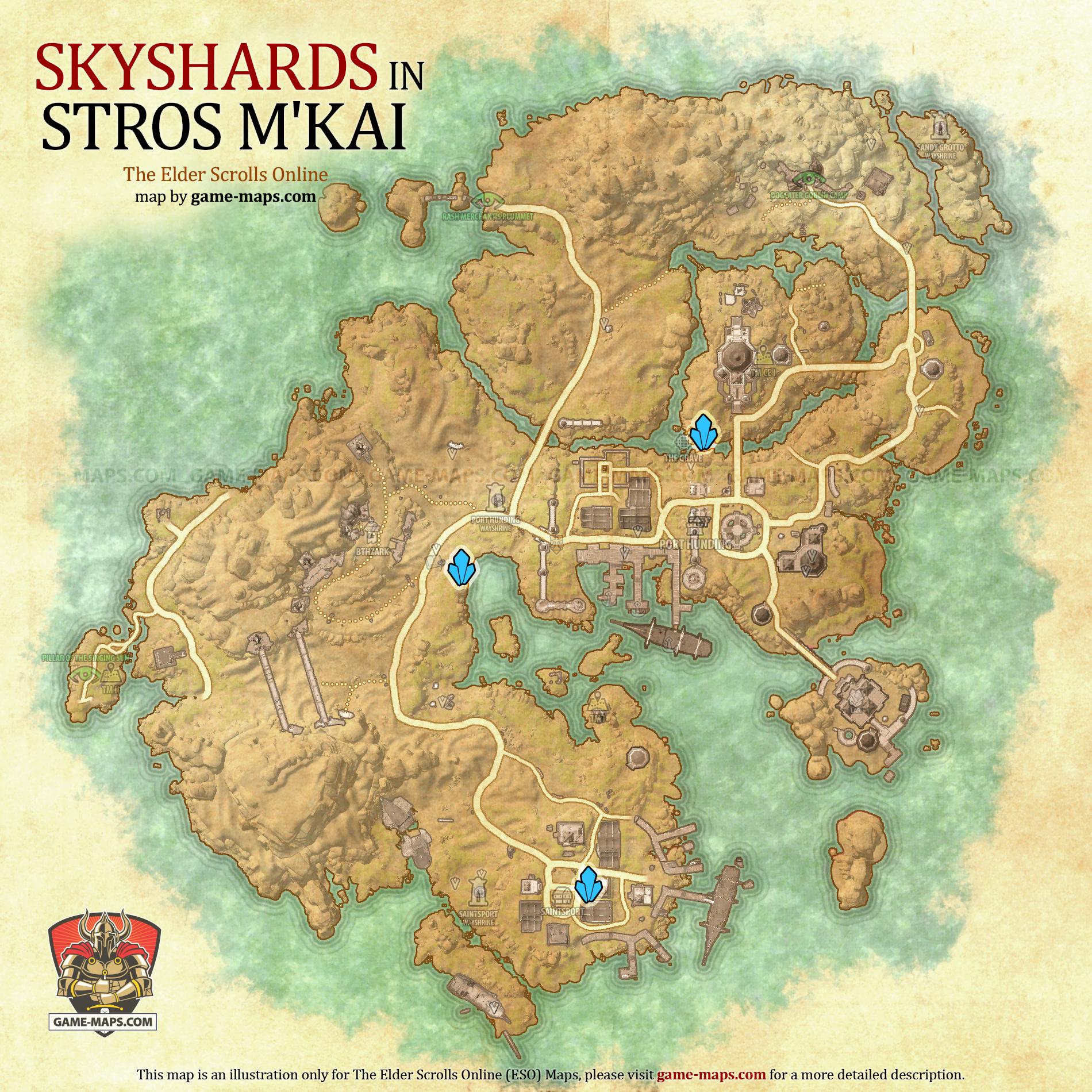 Stros M'Kai Skyshards Map Elder Scrolls Online ESO
