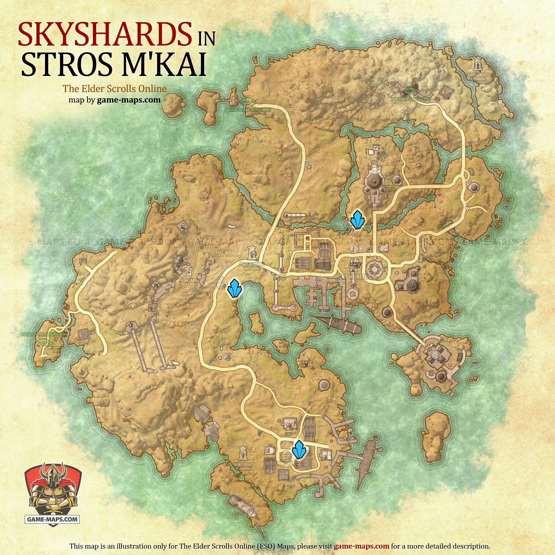 Elder Scrolls Online Skyshard Locations Stros M'kai Skyshards Location Map The Elder Scrolls Online (Eso)