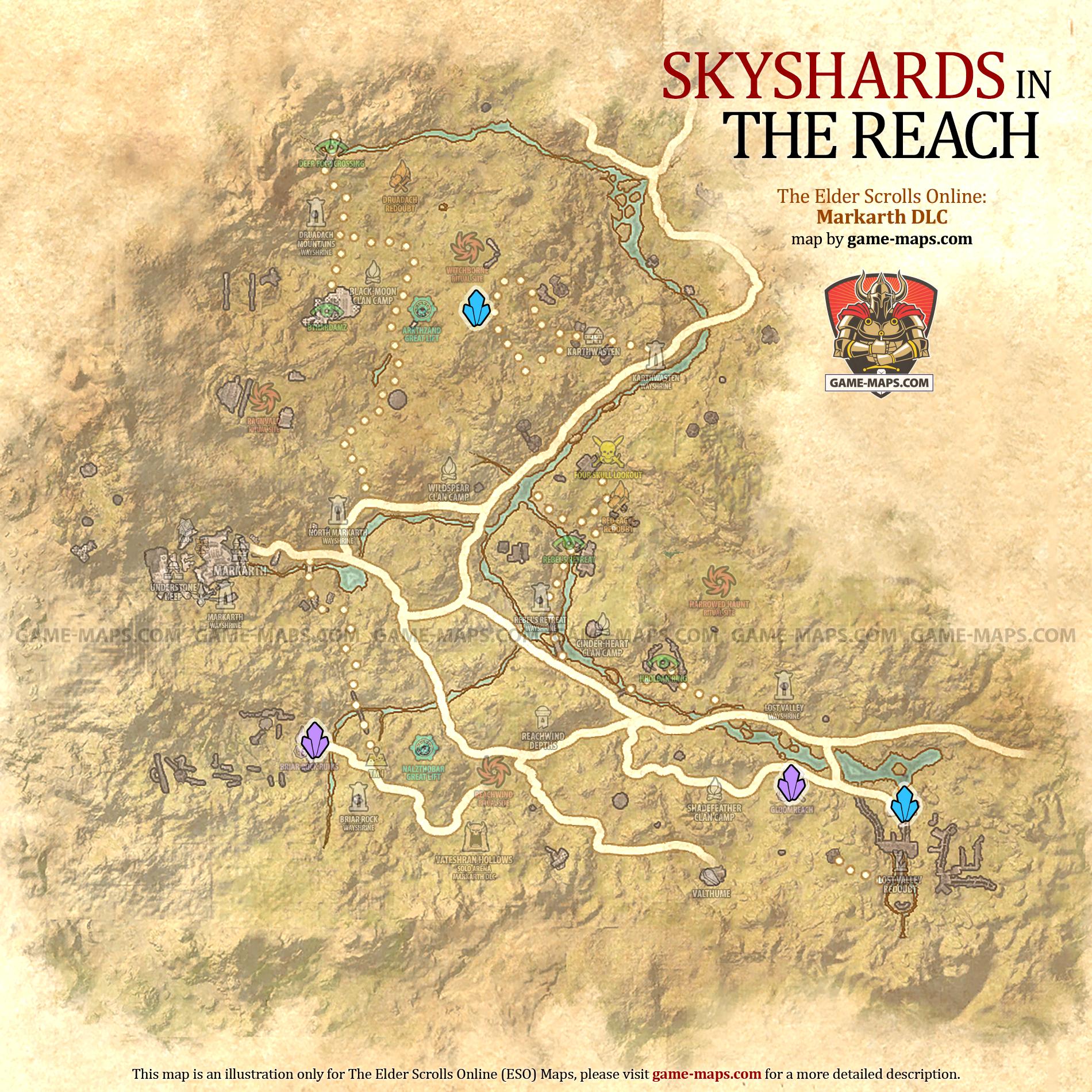 The Reach Skyshards Location Map