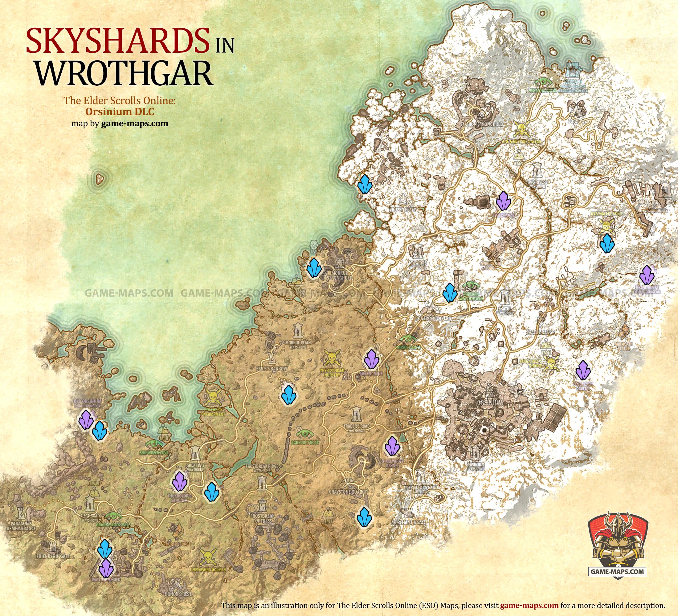 Wrothgar Skyshards Location Map ESO.
