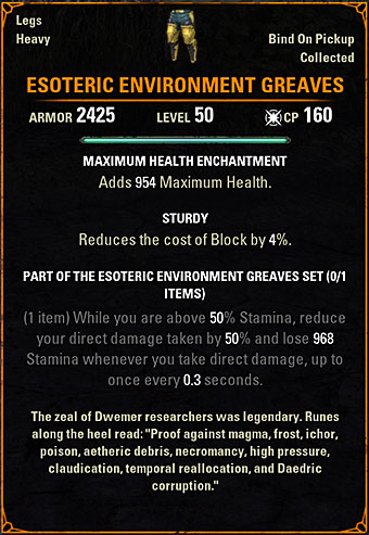 Esoteric Environment Greaves ESO Mythic Item