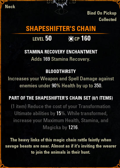 Shapeshifter's Chain ESO Mythic Item