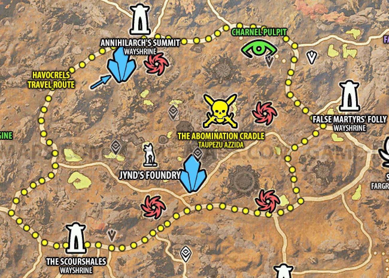 Havocrels Travel Route in Deadlands - The Elder Scrolls Online (ESO)