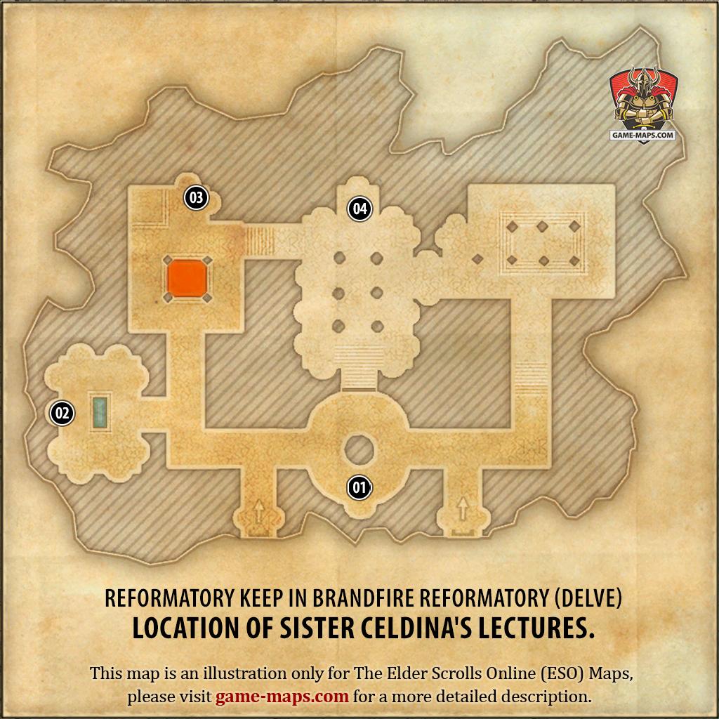 Location of Sister Celdina's lectures in Reformatory Keep in Brandfire Reformatory (Delve) - The Elder Scrolls Online (ESO)