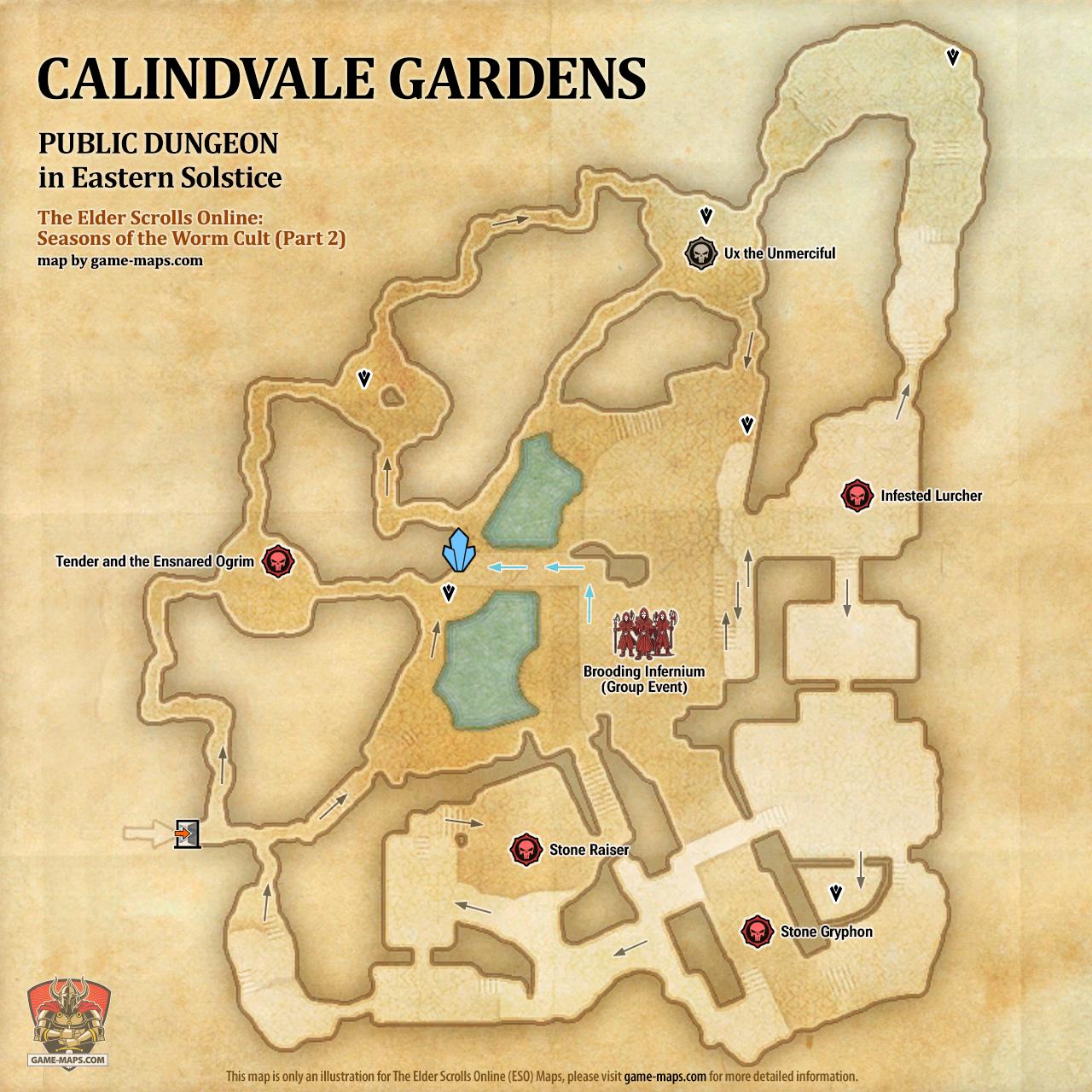 Calindvale Gardens Public Dungeon Map ESO