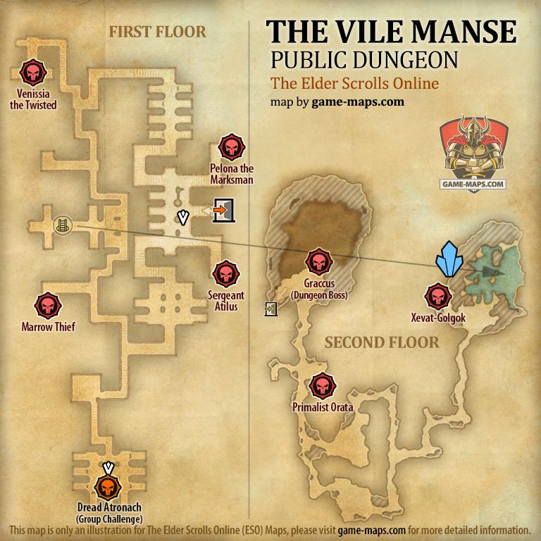 ESO Public Dungeon Maps with Skyshards and Bosses location - The Elder ...