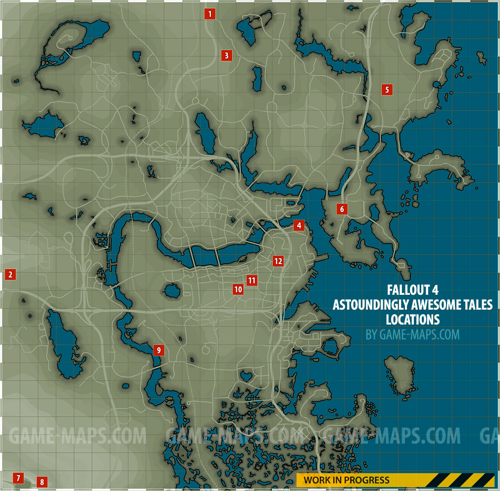 Astoundingly Awesome Tales Magazine Locations in Fallout 4 Magazine Location Map in Fallout 4
